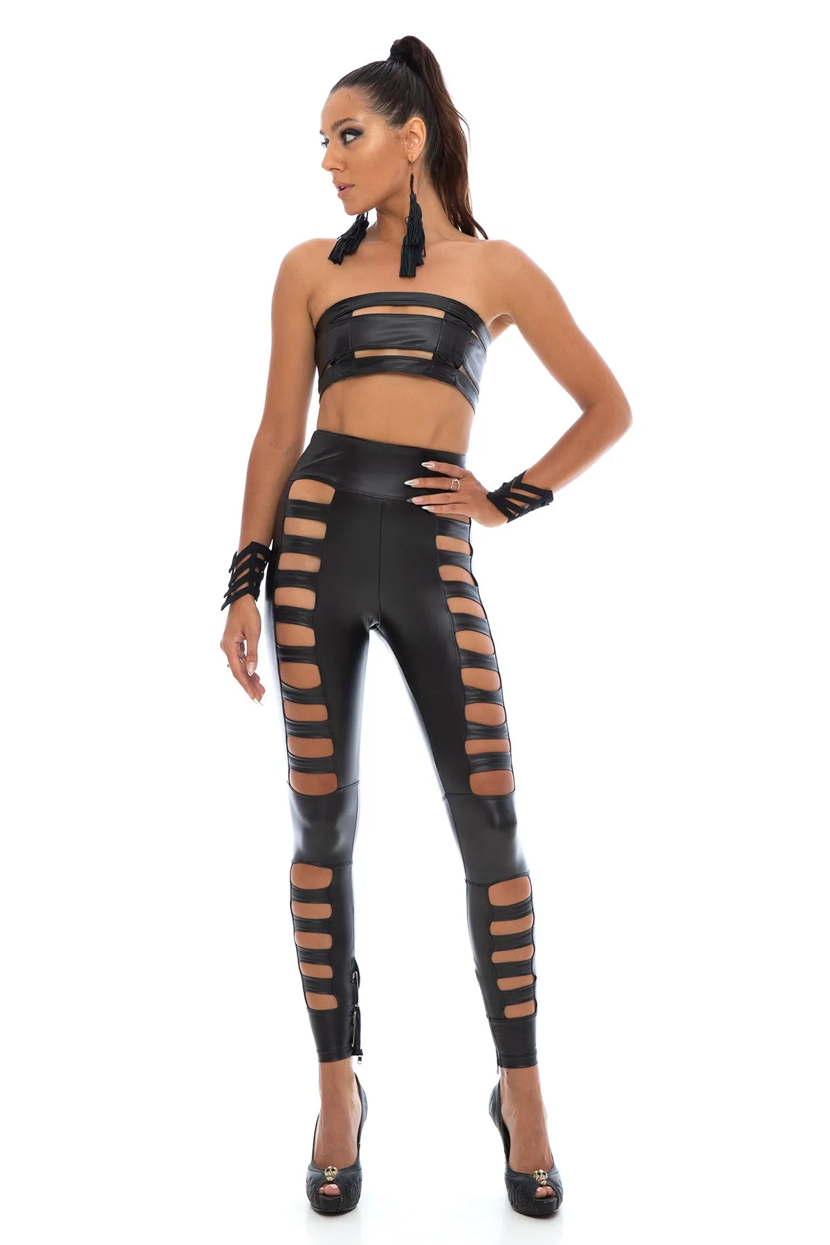 5D x Stellar Dust Cage Leggings - faux leather