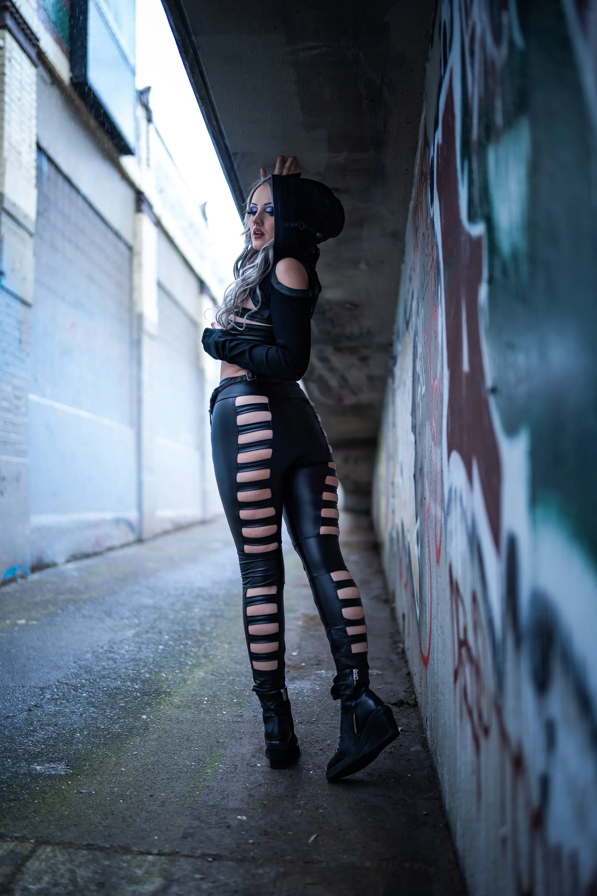 5D x Stellar Dust Cage Leggings - faux leather