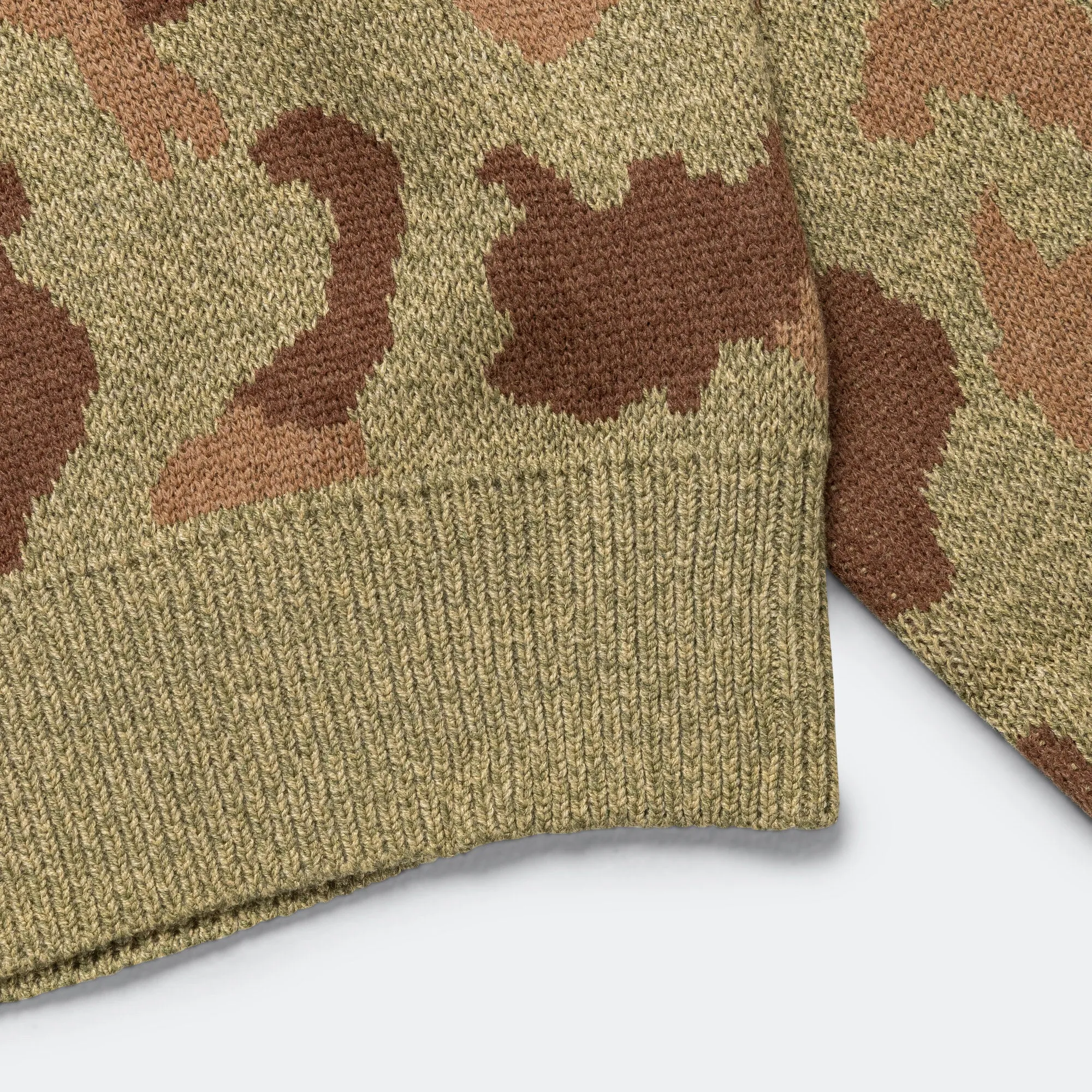 5G Camo Knit Vintage Crew Sweater - Khaki