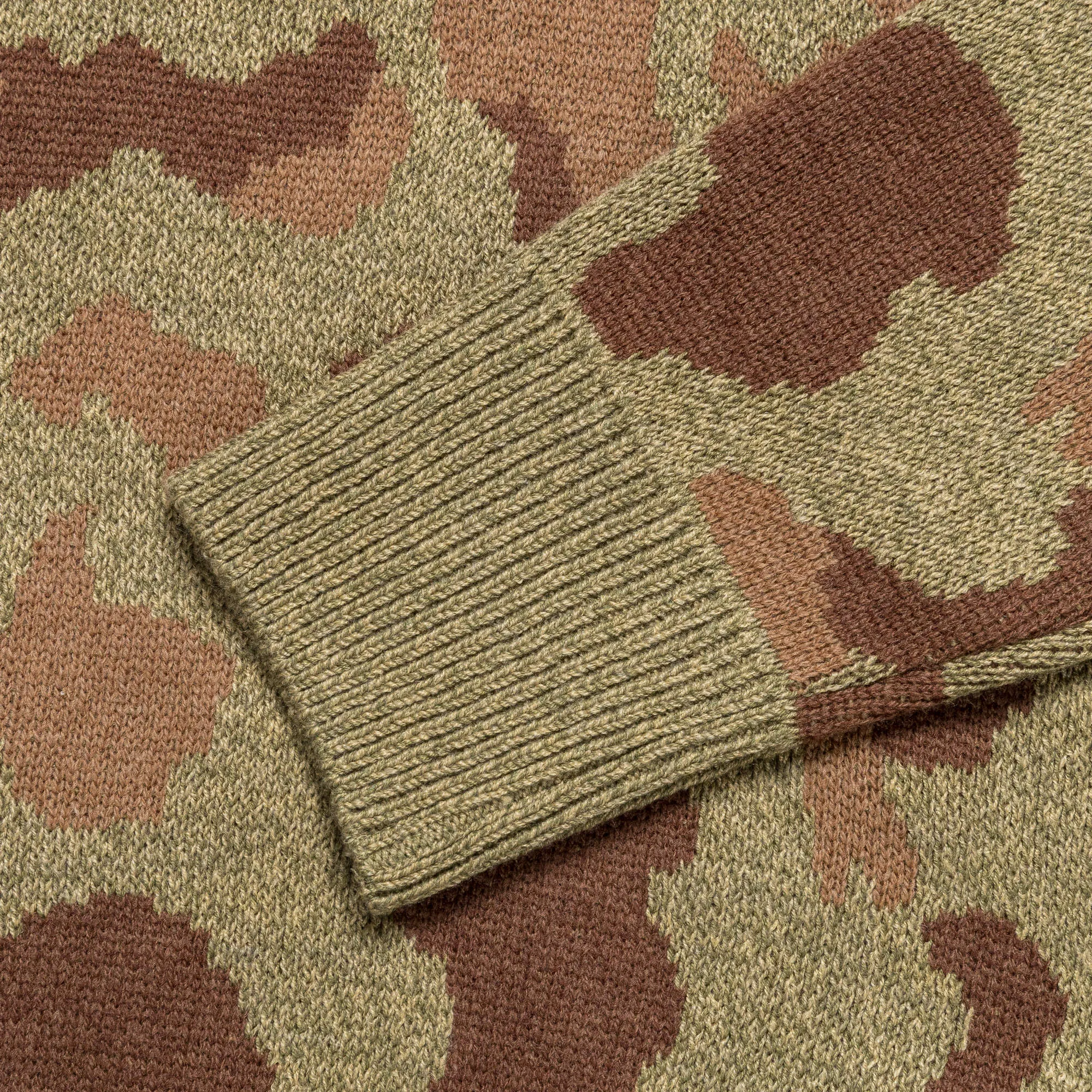 5G Camo Knit Vintage Crew Sweater - Khaki
