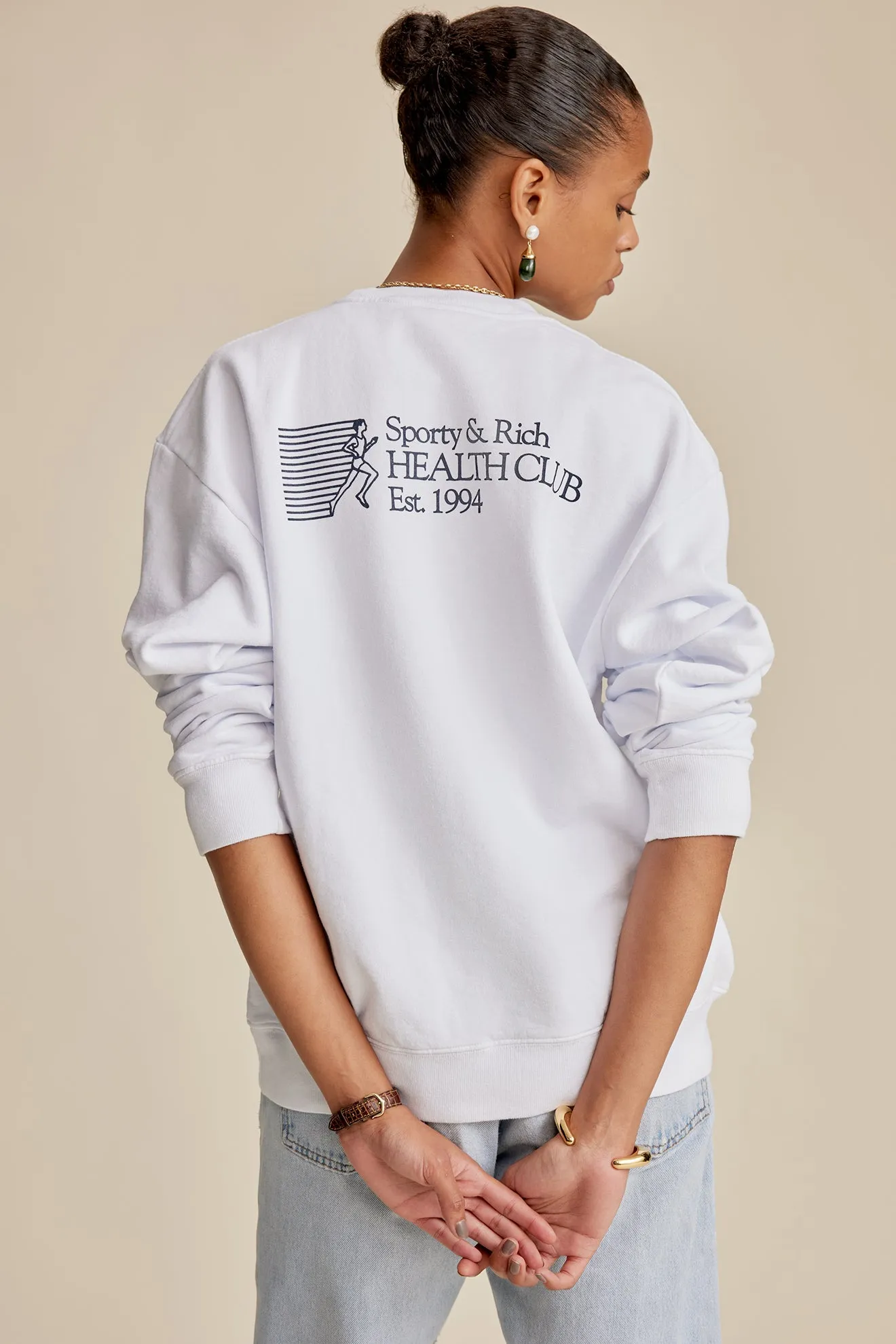 94 Health Club Crewneck - White/Navy