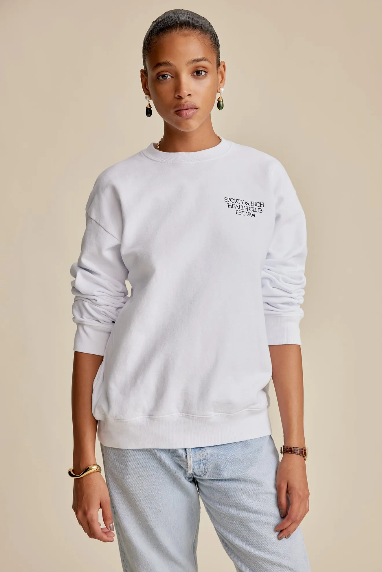 94 Health Club Crewneck - White/Navy