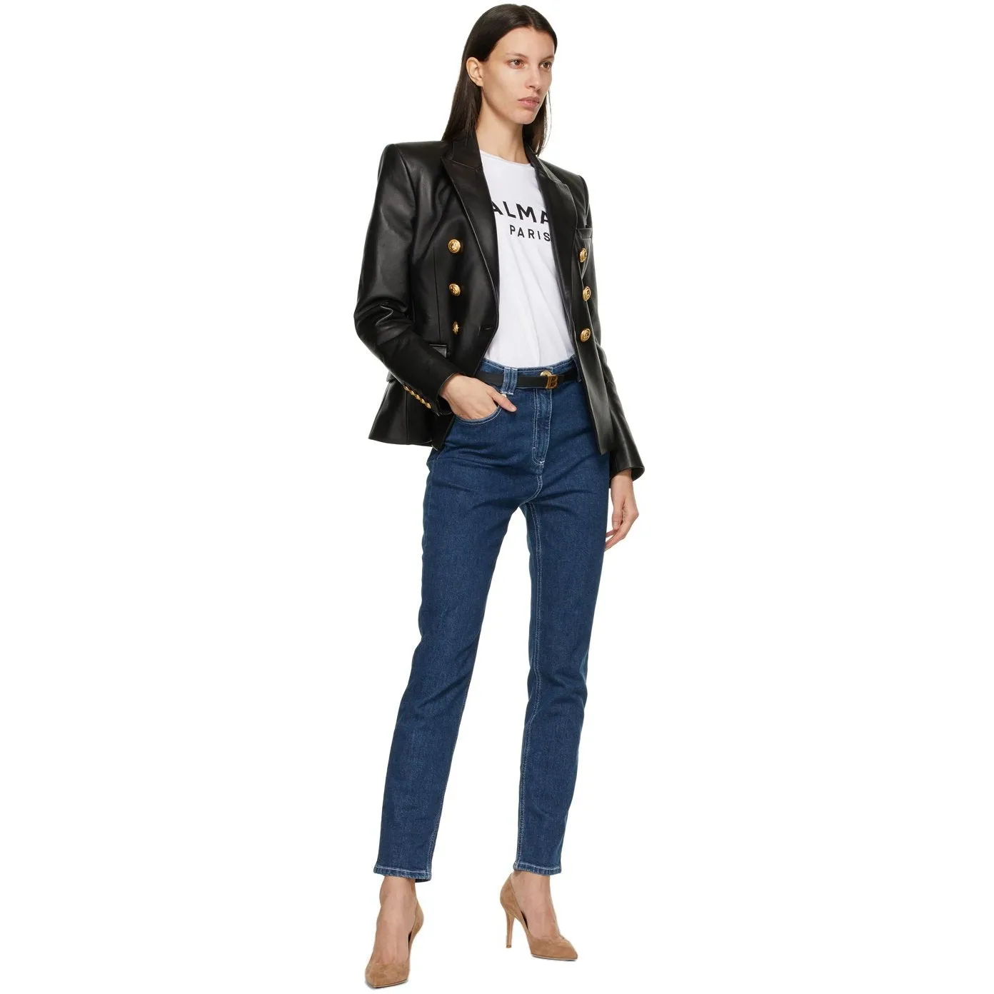 Balmain Blue Raw Denim Skinny Jeans