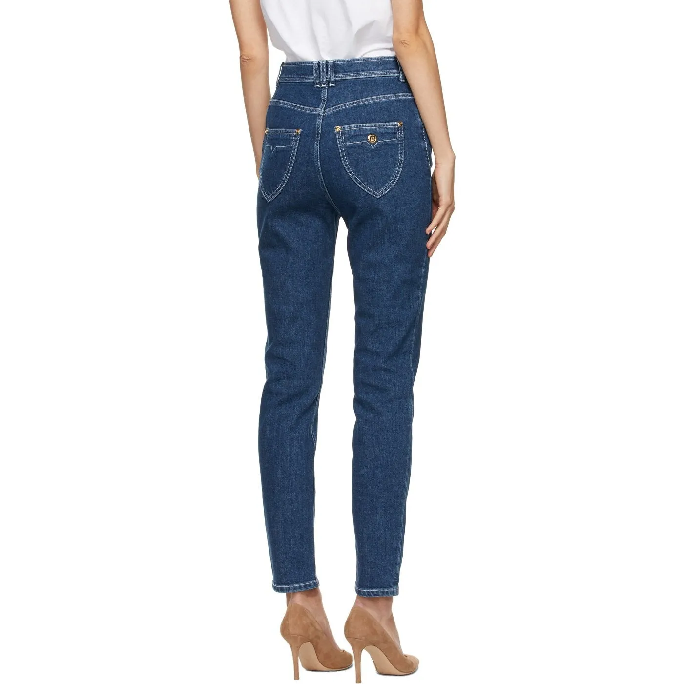 Balmain Blue Raw Denim Skinny Jeans