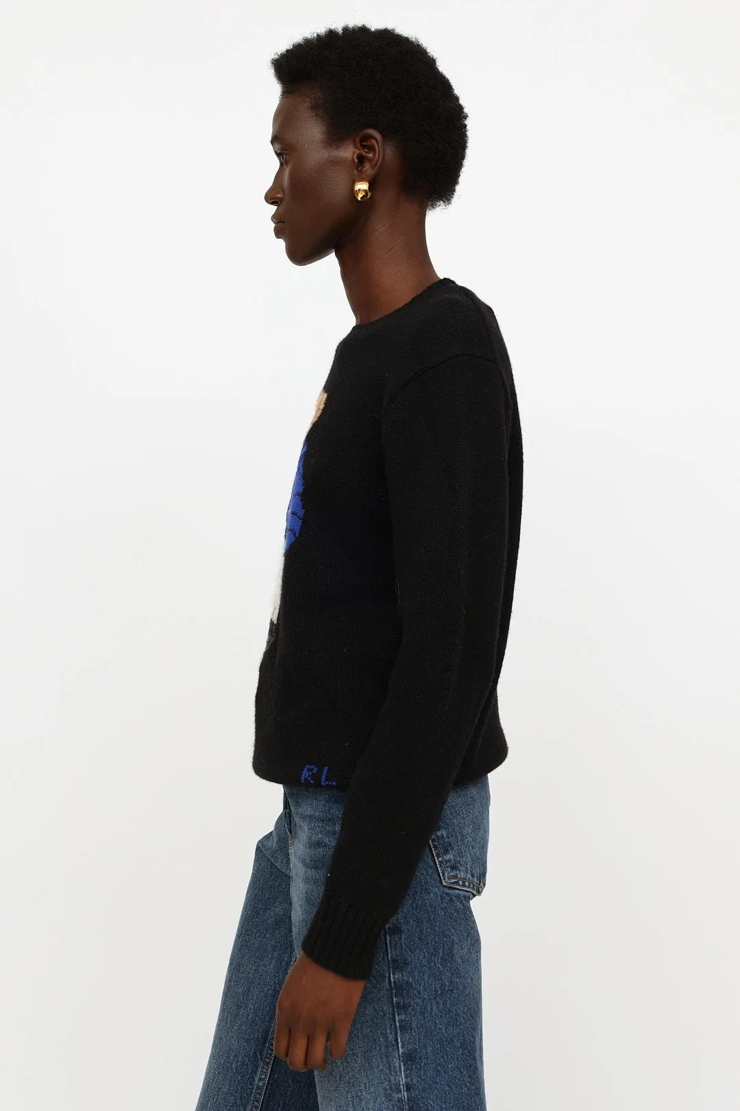 Black Embroidered Knit Sweater