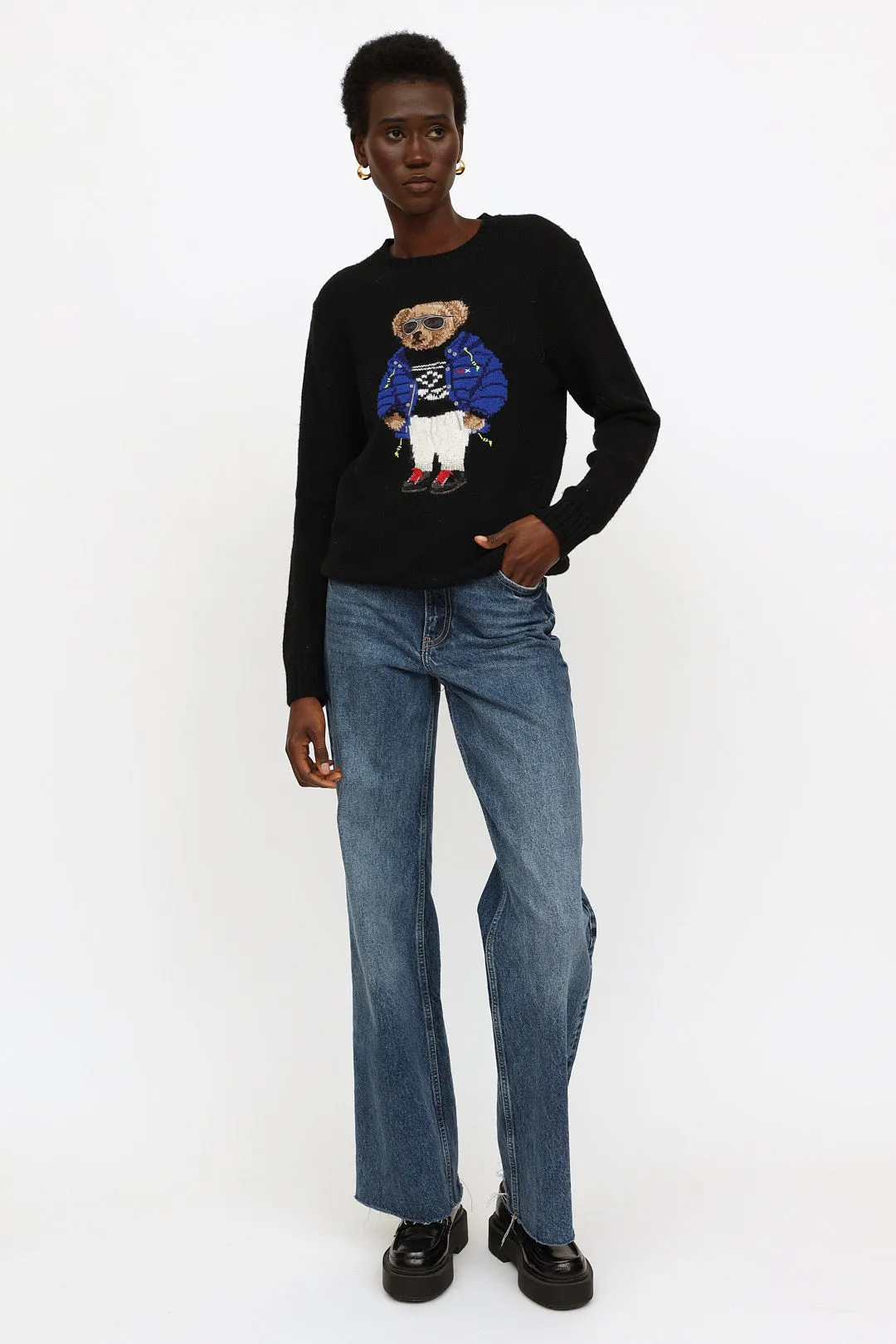 Black Embroidered Knit Sweater