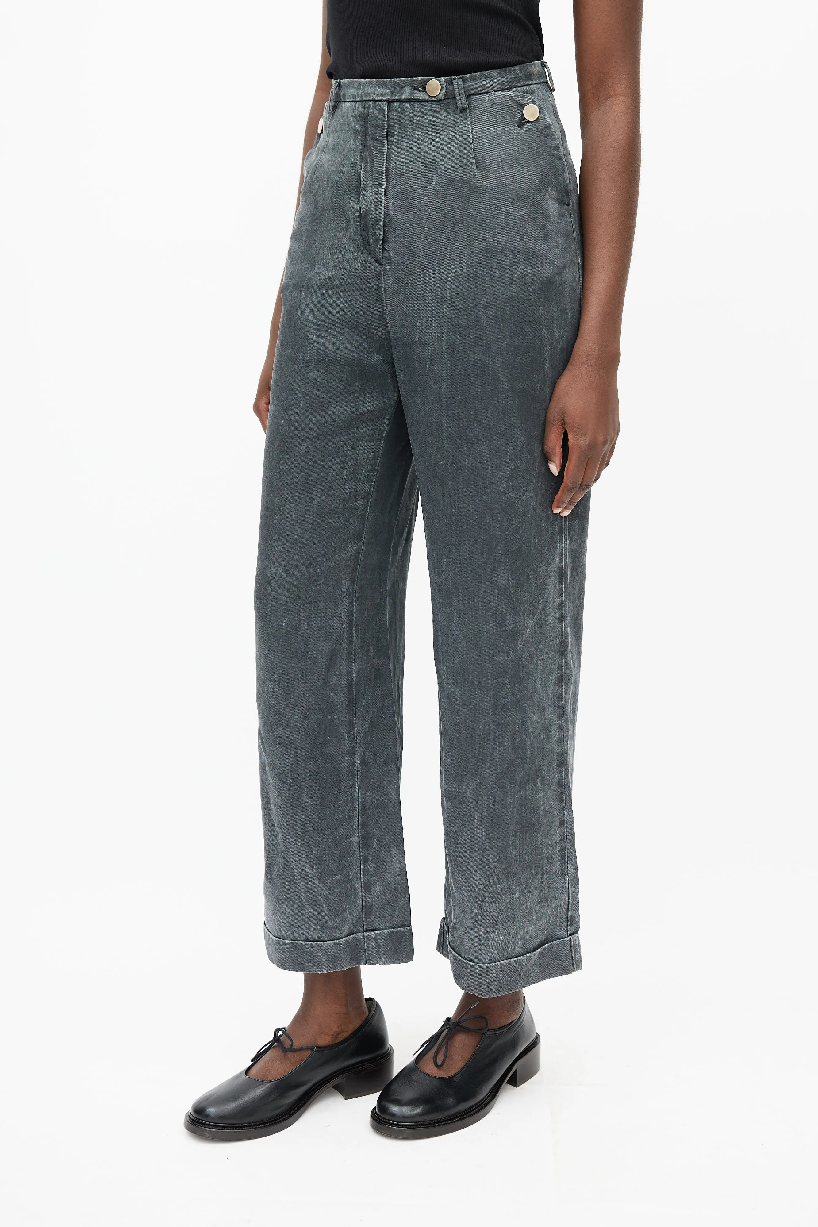 Black Washed Wide Leg Trouser