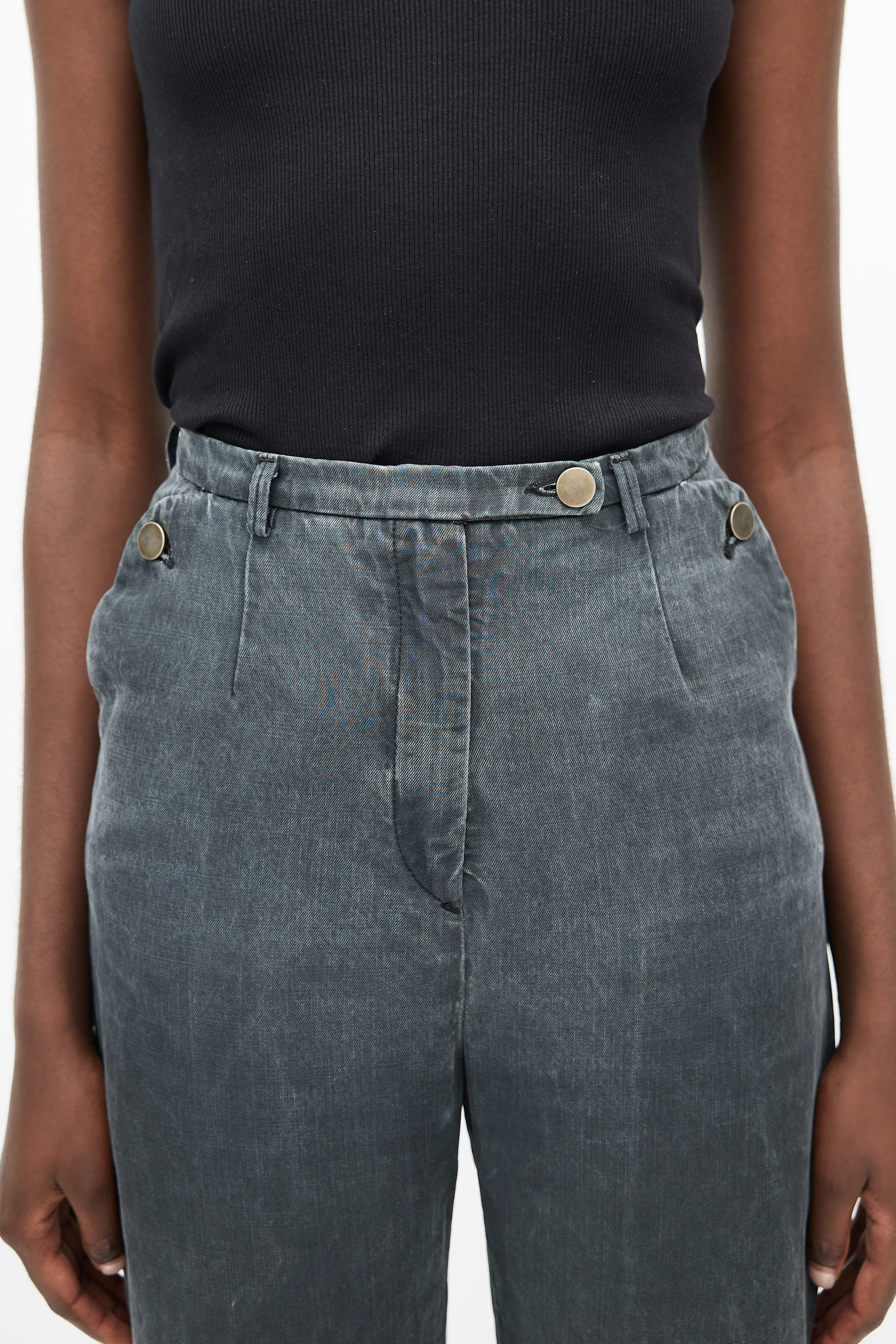 Black Washed Wide Leg Trouser