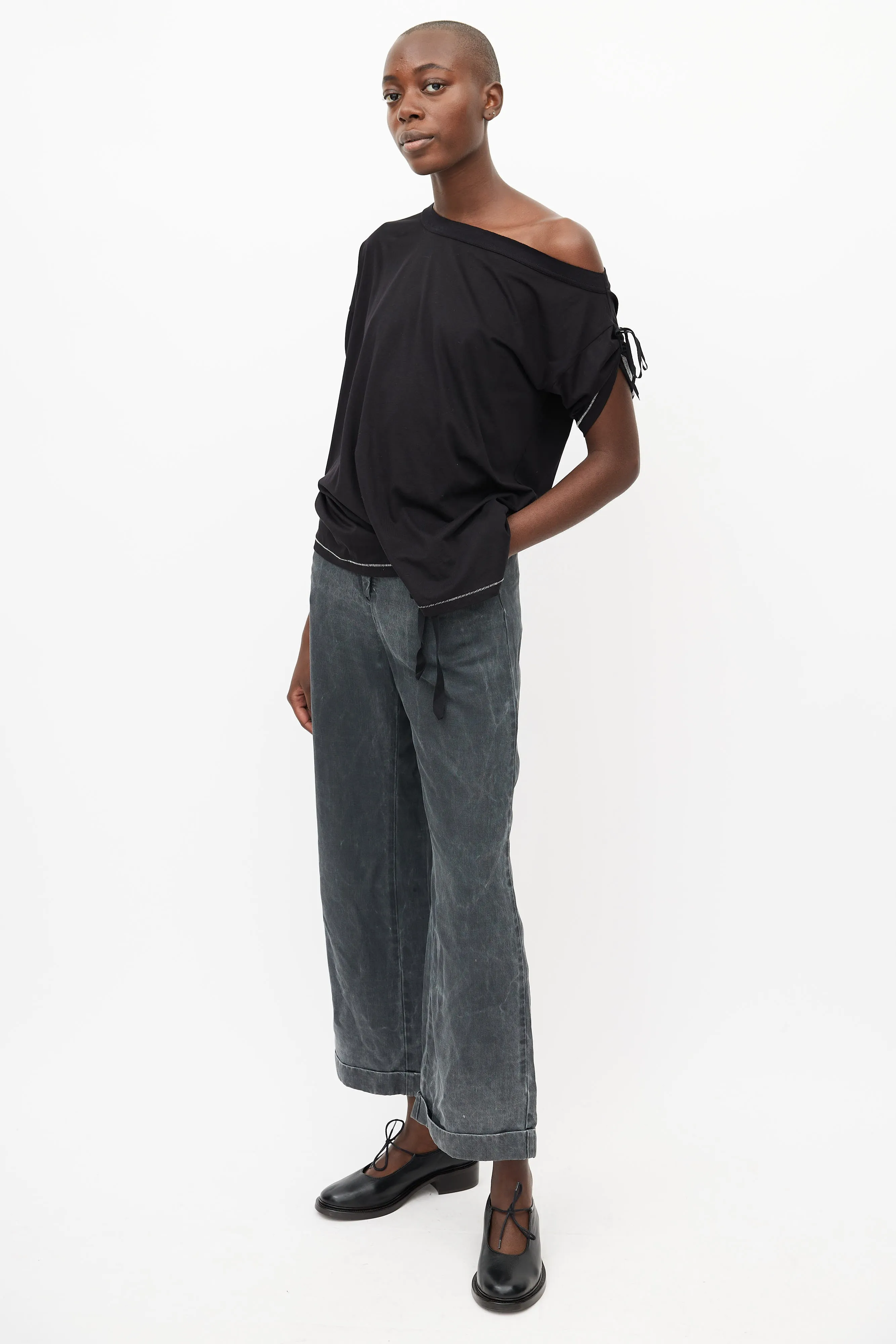 Black Washed Wide Leg Trouser
