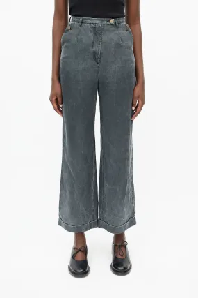Black Washed Wide Leg Trouser