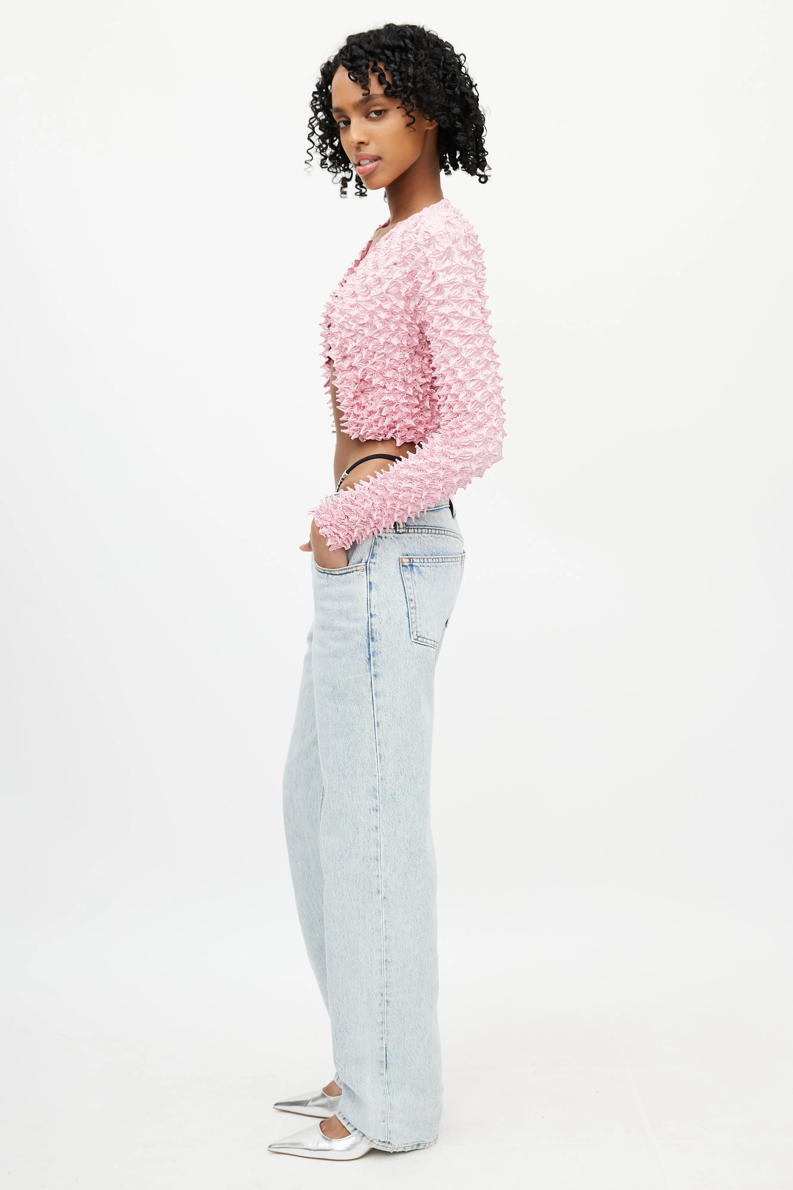 Blue Straight Leg Logo Strap Jeans