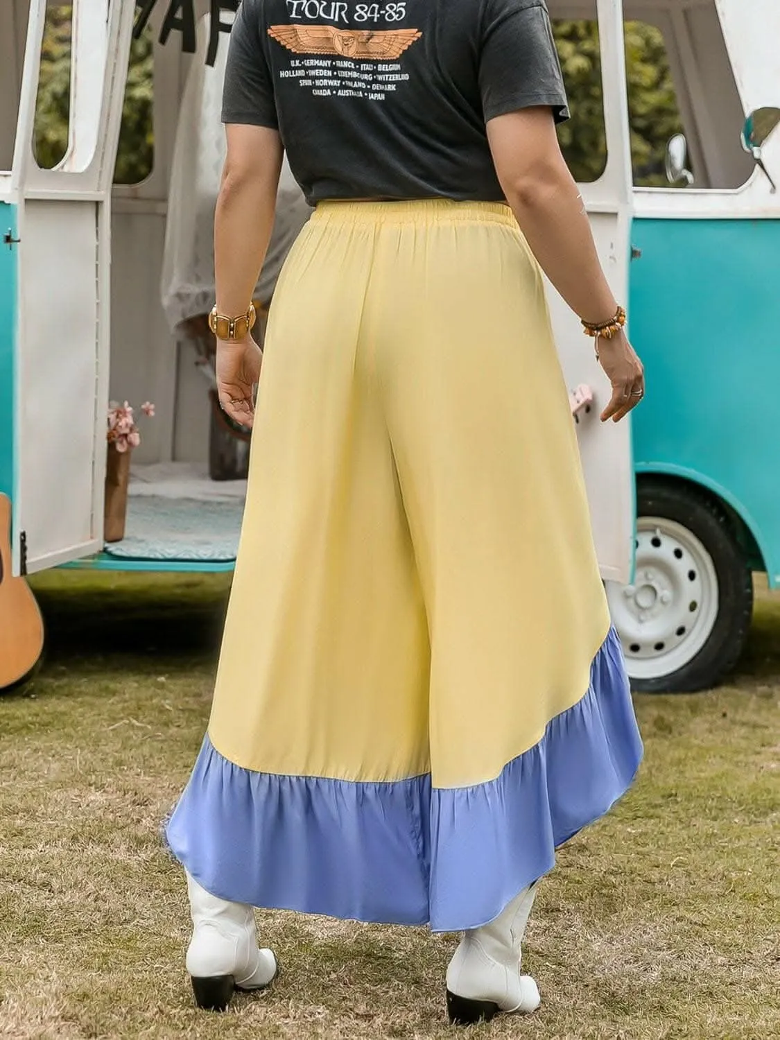 Chic ruffled wide leg pants