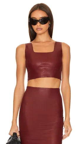 Commando Faux Leather Crop Top in Burgundy