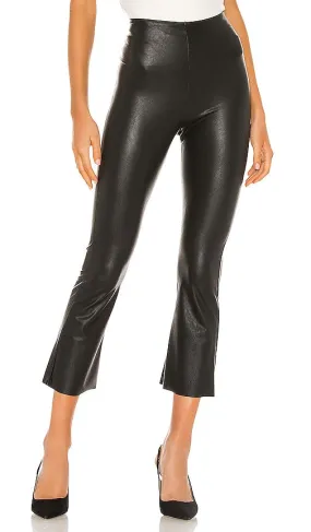 Commando Faux Leather Cropped Flare Pant in Black