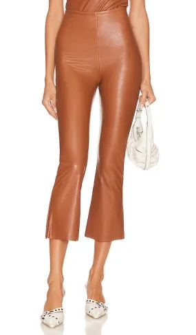 Commando Faux Leather Cropped Flare Pant in Brown