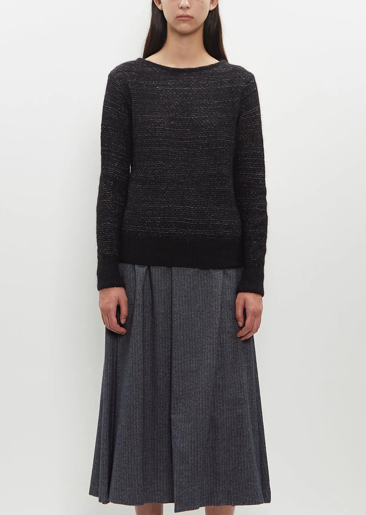 Cotton-Mohair Blend Fjord Sweater — Dark Grey