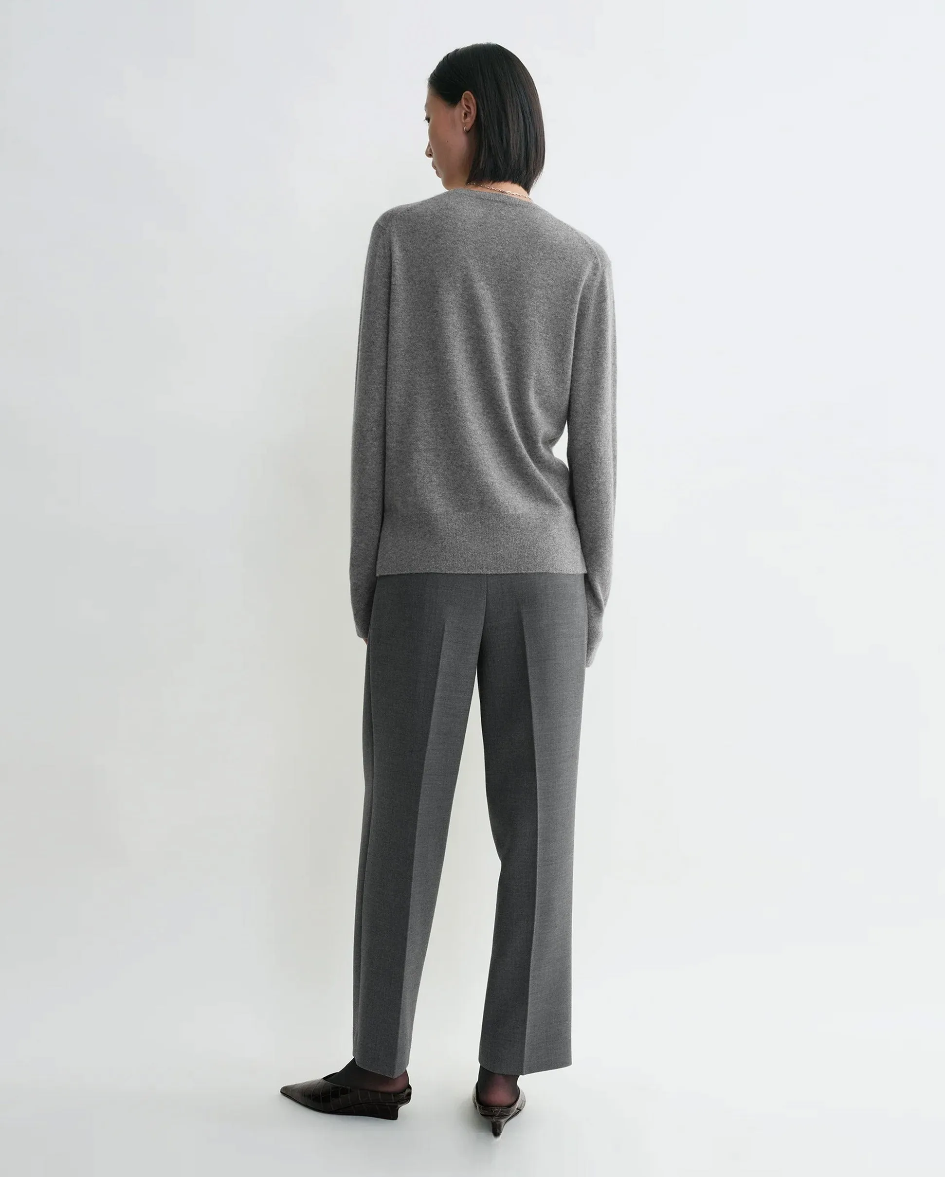 CREW-NECK CASHMERE KNIT / GREY MELANGE