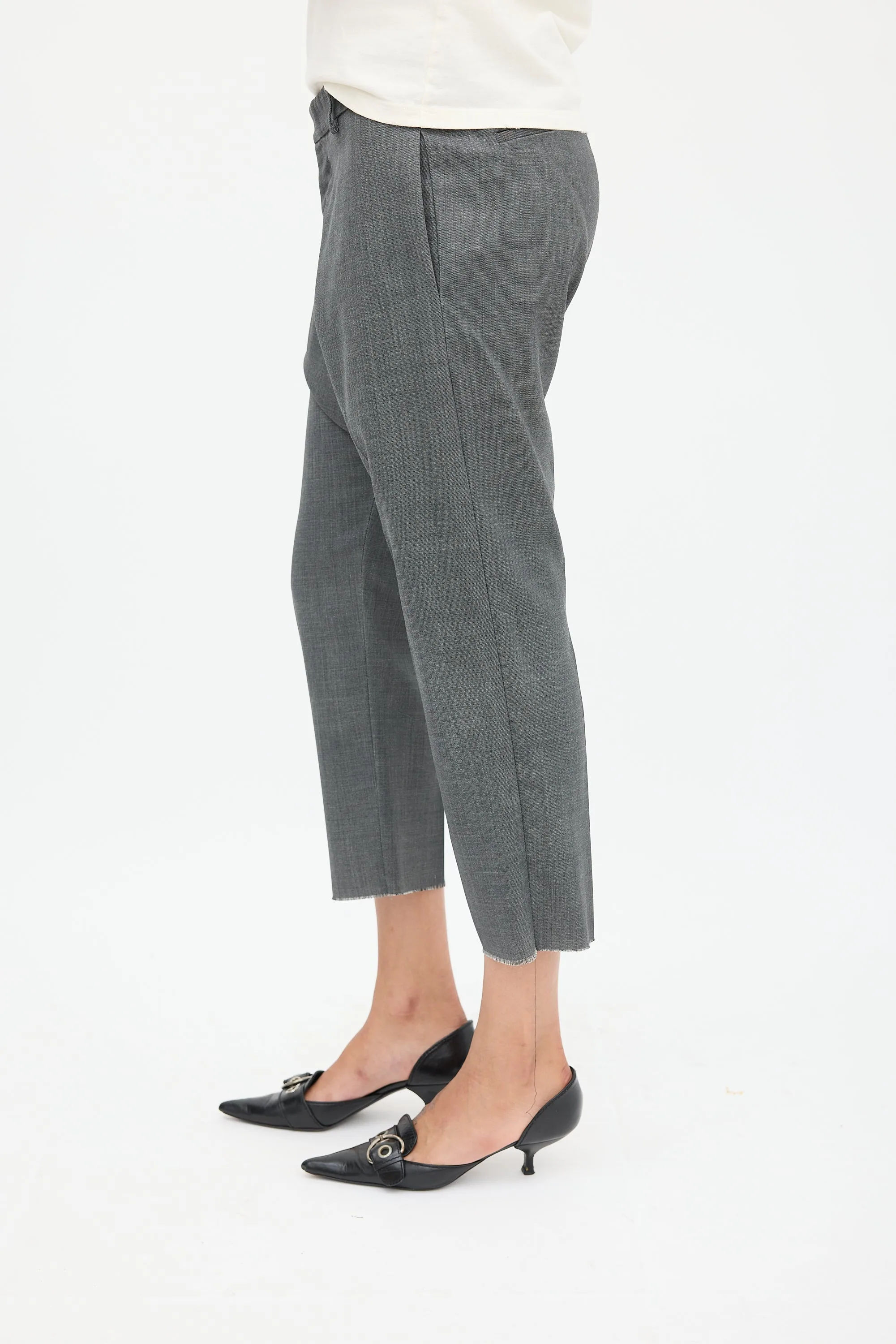 Dark Grey Wool Tailored Drop Trouser