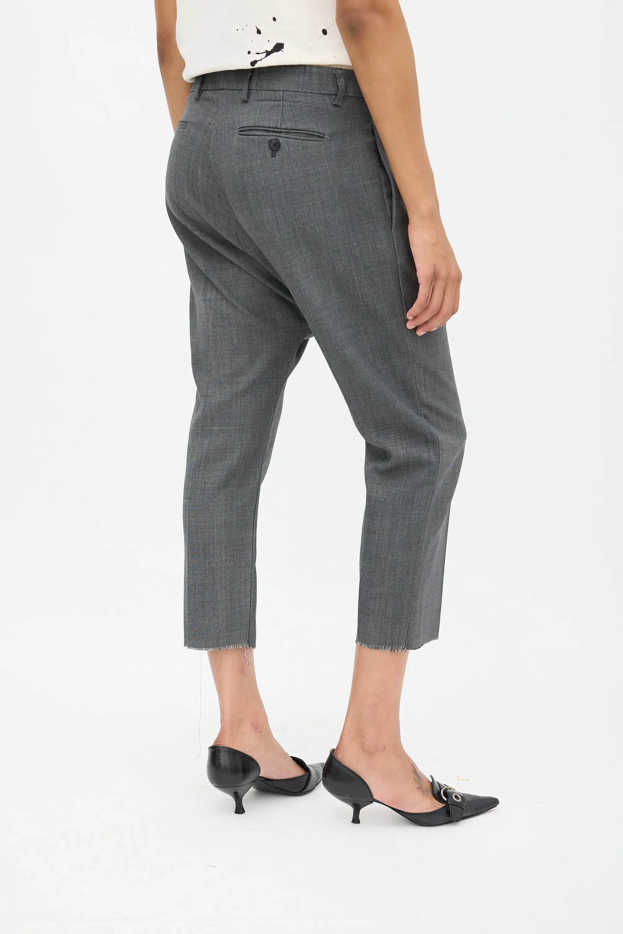 Dark Grey Wool Tailored Drop Trouser