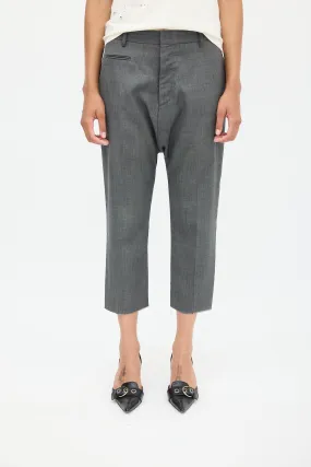 Dark Grey Wool Tailored Drop Trouser
