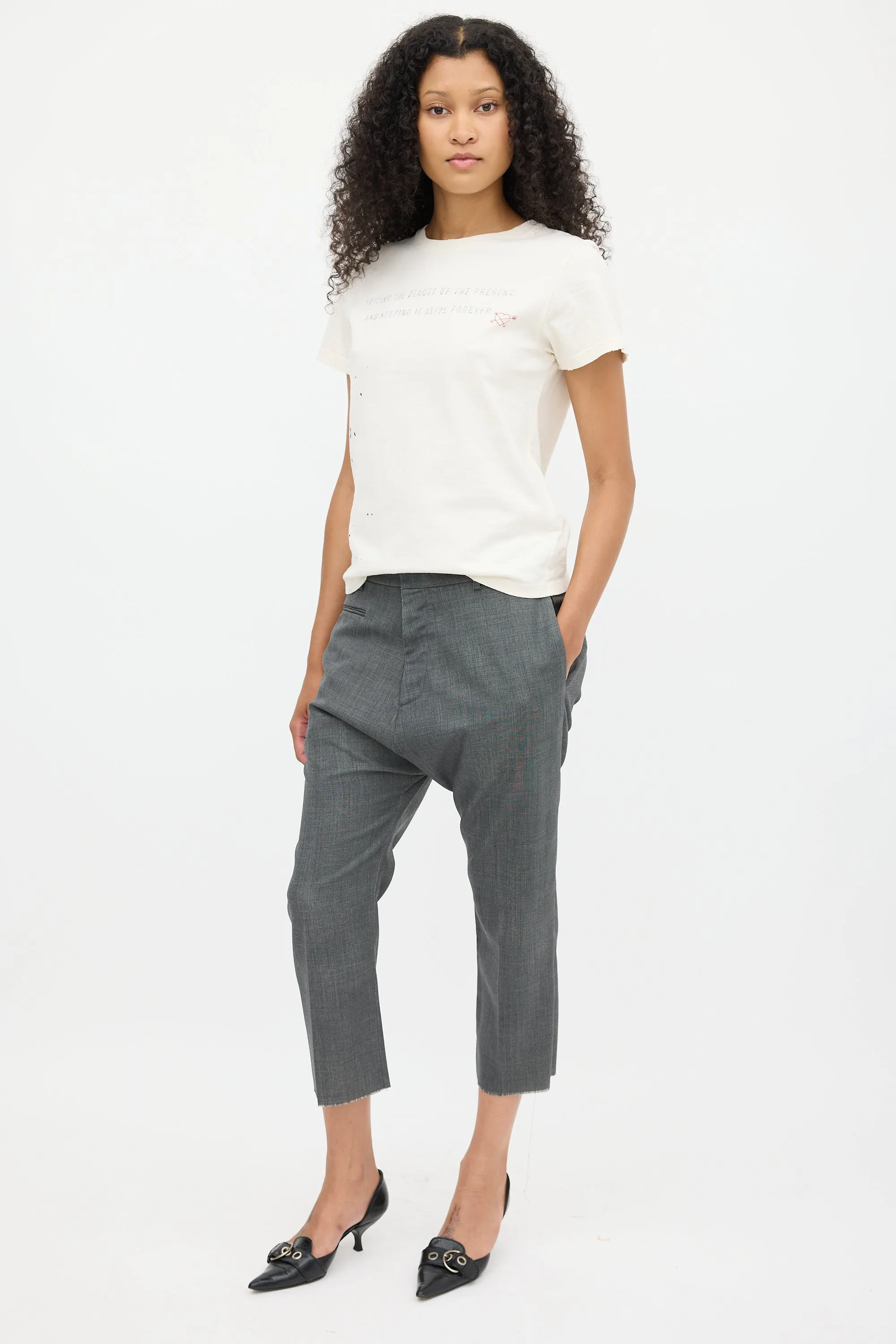 Dark Grey Wool Tailored Drop Trouser