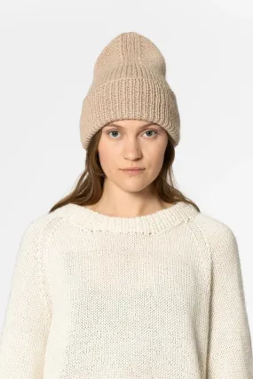 Dinadi Alpaca Handknit Rib Hat Desert Sand