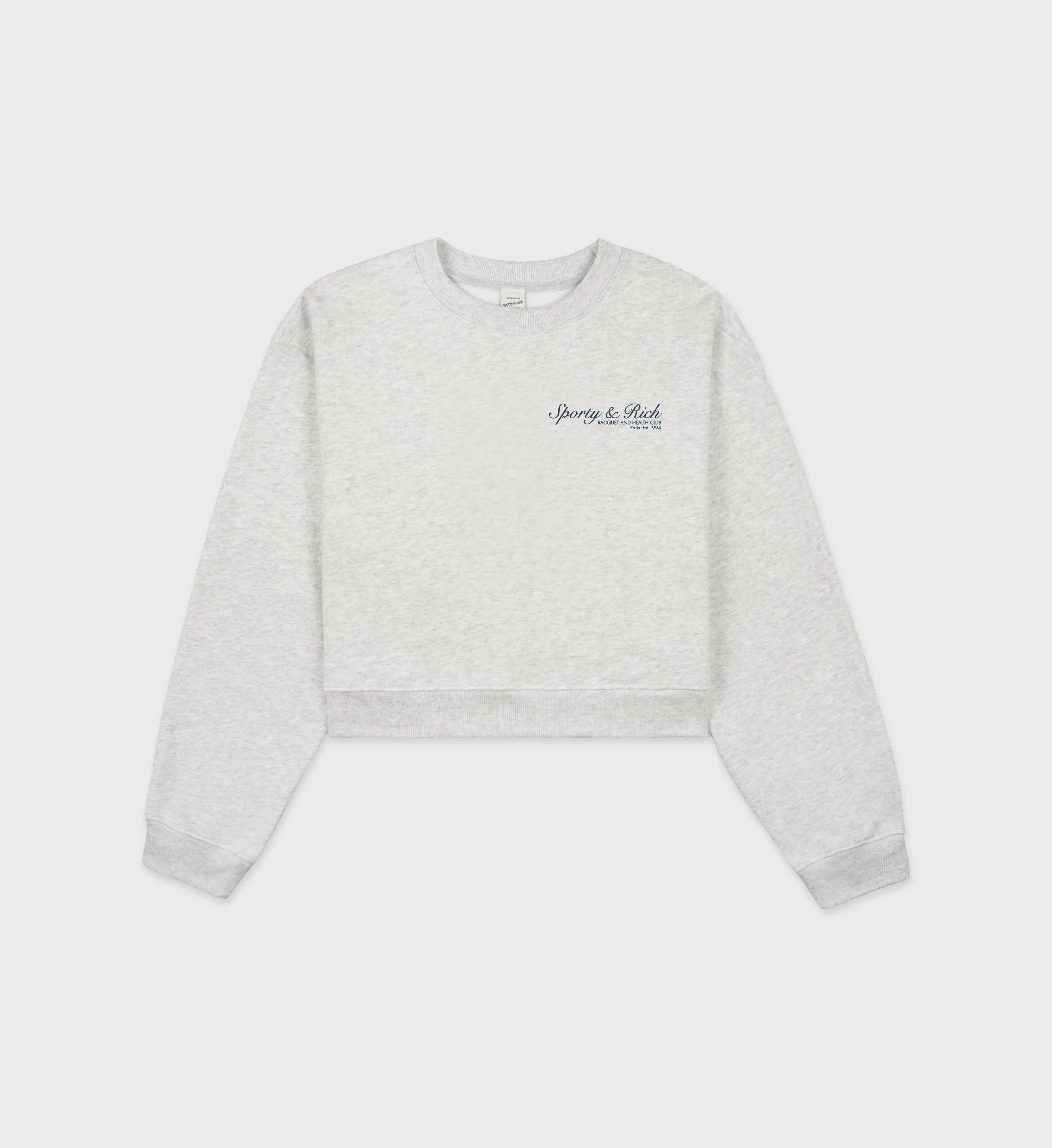 French Cropped Crewneck - Heather Gray/Navy