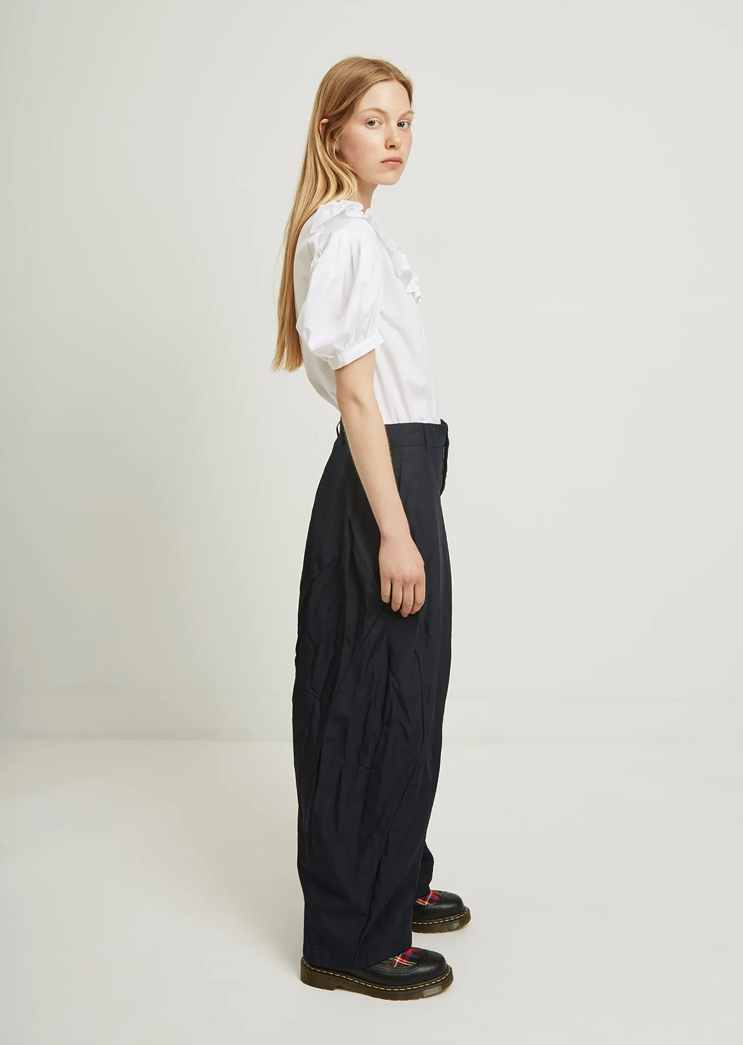 Garment Treated Wide Leg Trousers