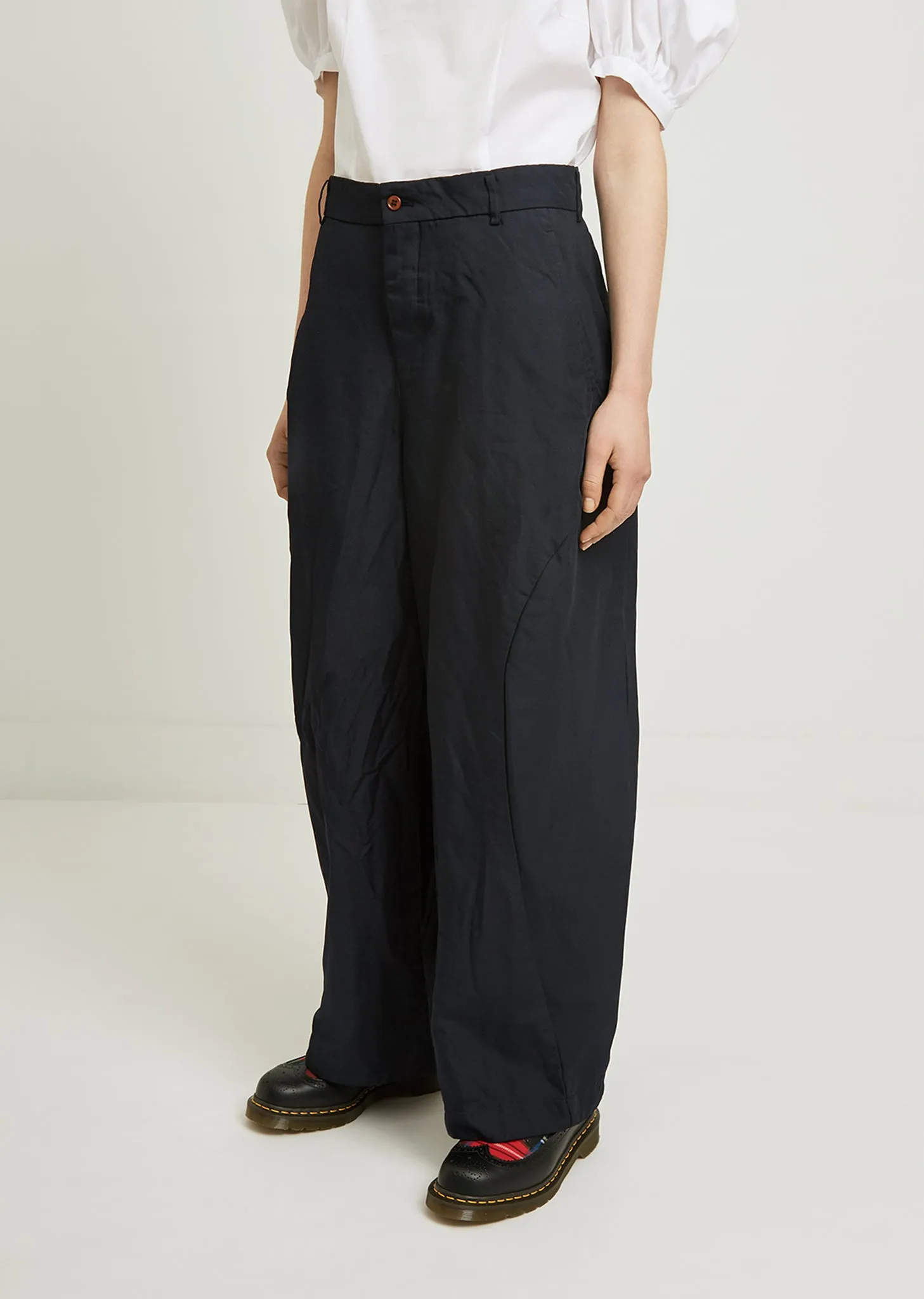 Garment Treated Wide Leg Trousers