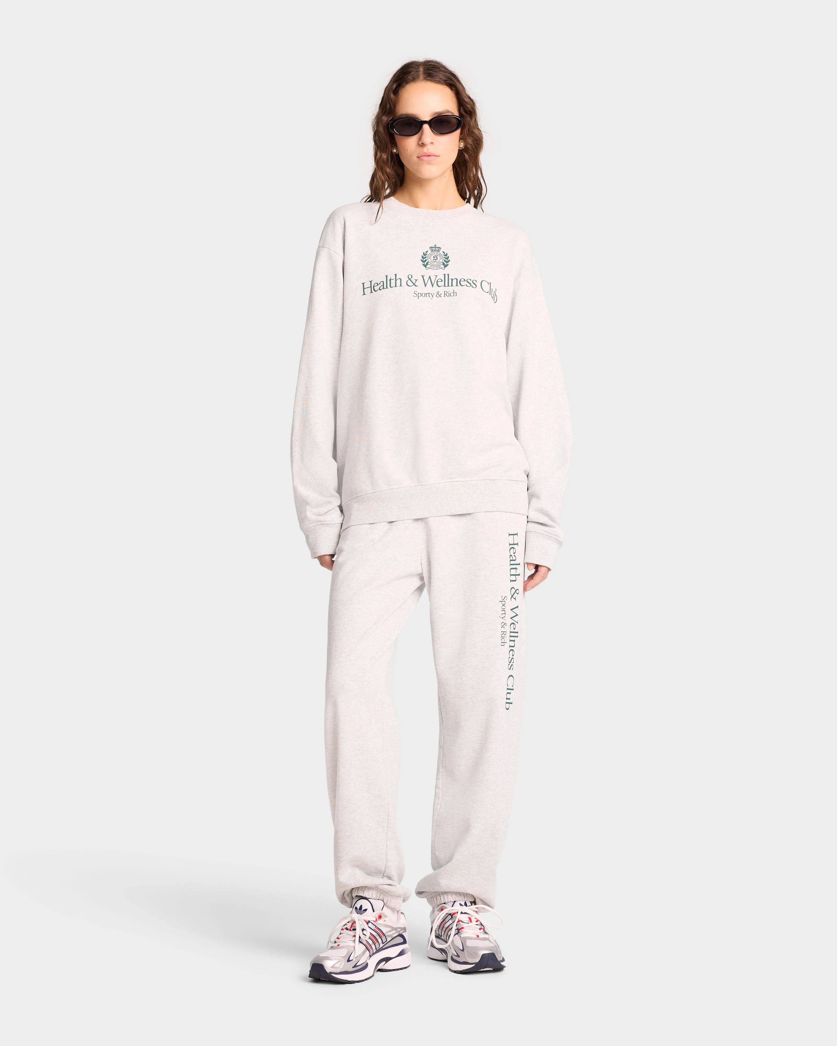 H&W Crest Crewneck - Heather Gray/Alpine