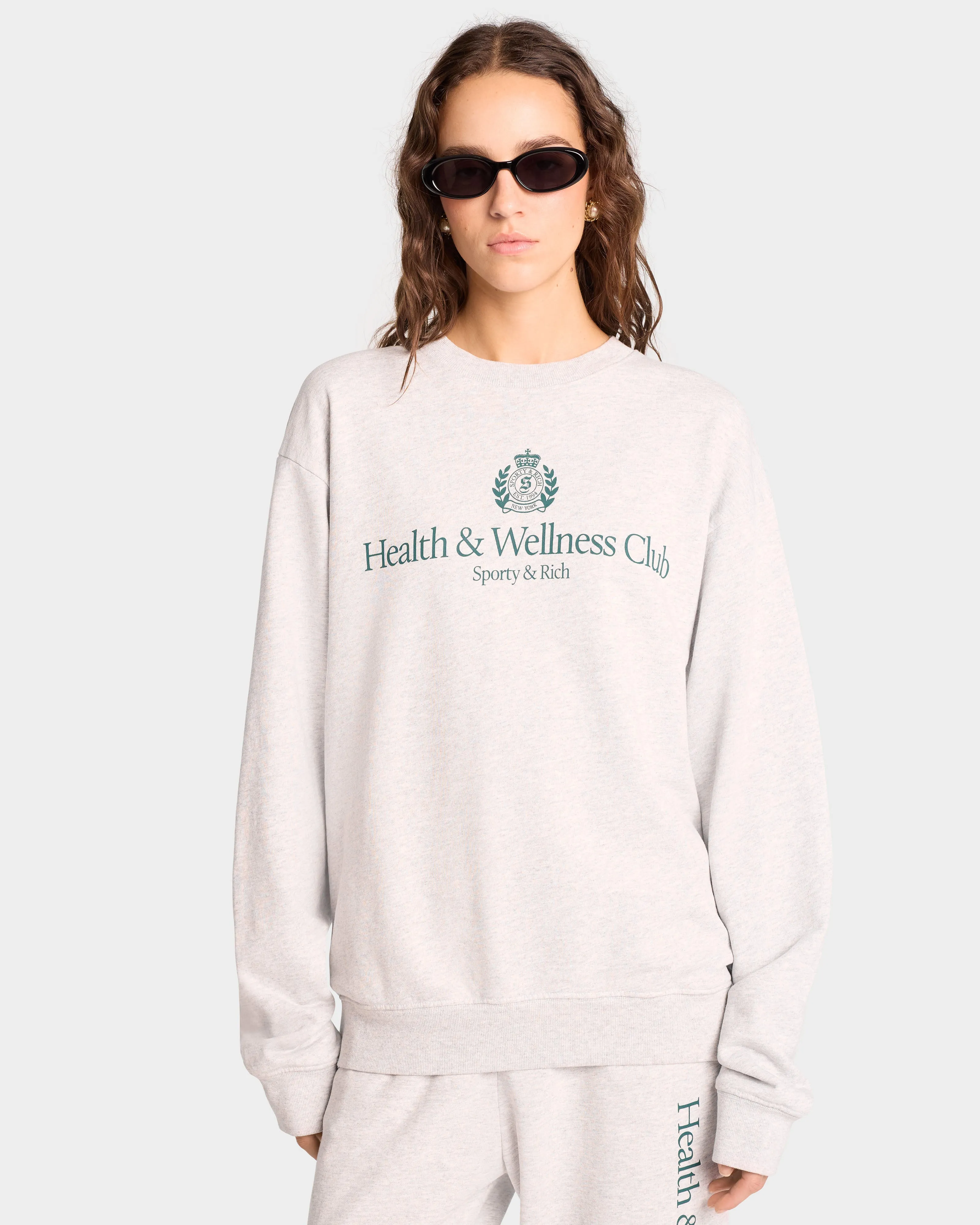 H&W Crest Crewneck - Heather Gray/Alpine