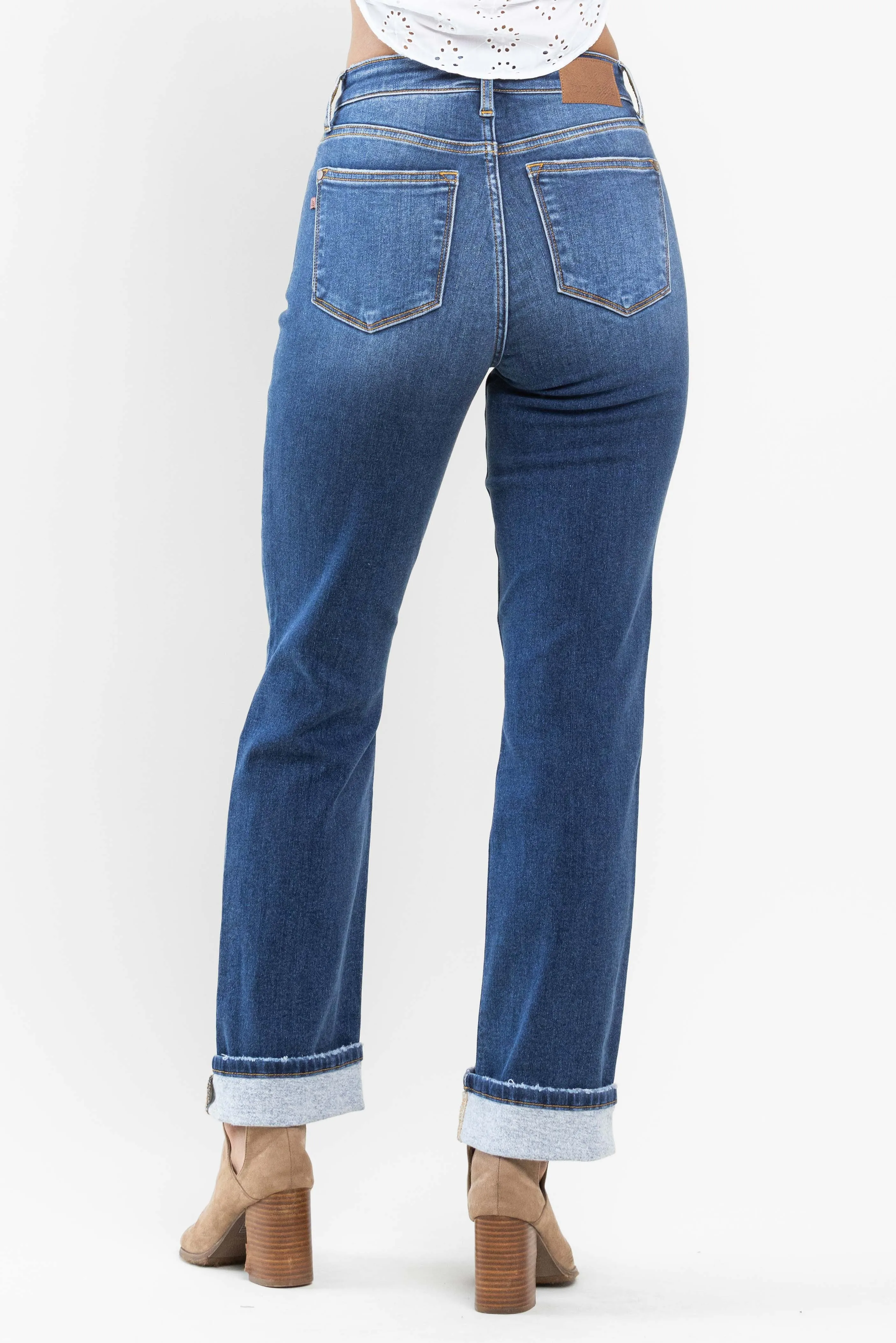 High Waist Thermal Straight Fit Jeans