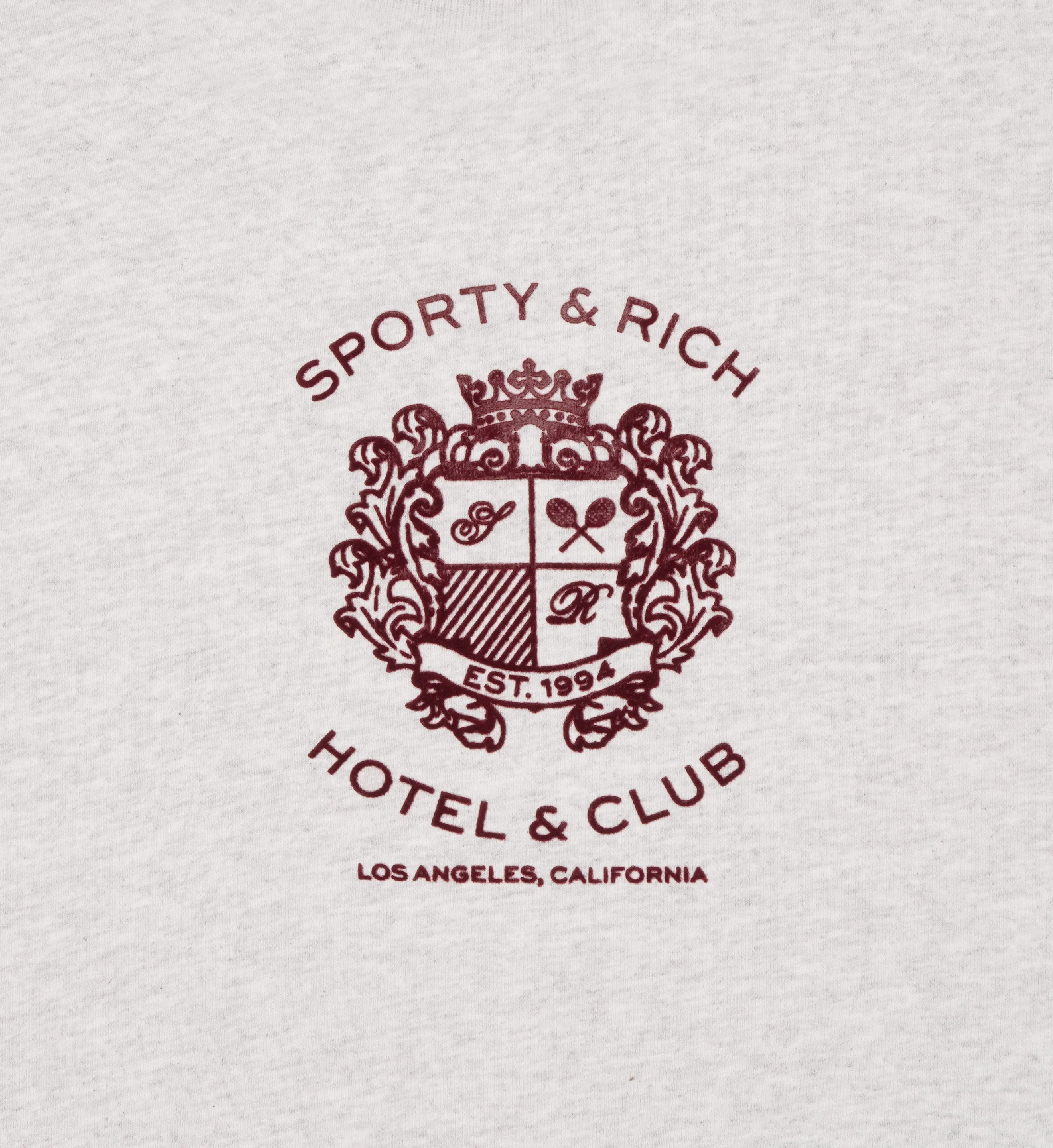 Hotel Flocked Cropped Crewneck - Heather Gray/Maroon