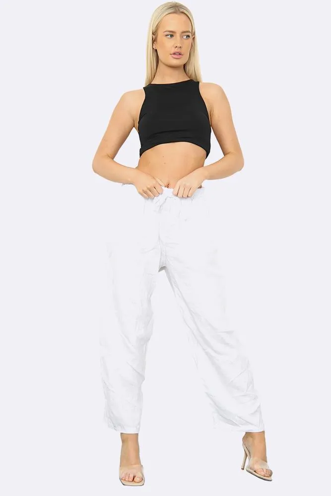 Italian Wide Leg Elasticated Waist Linen Trousers