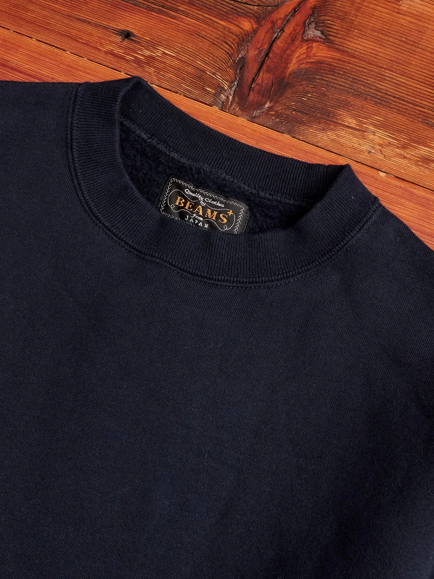 Japan-Made Fleece Crewneck in Navy