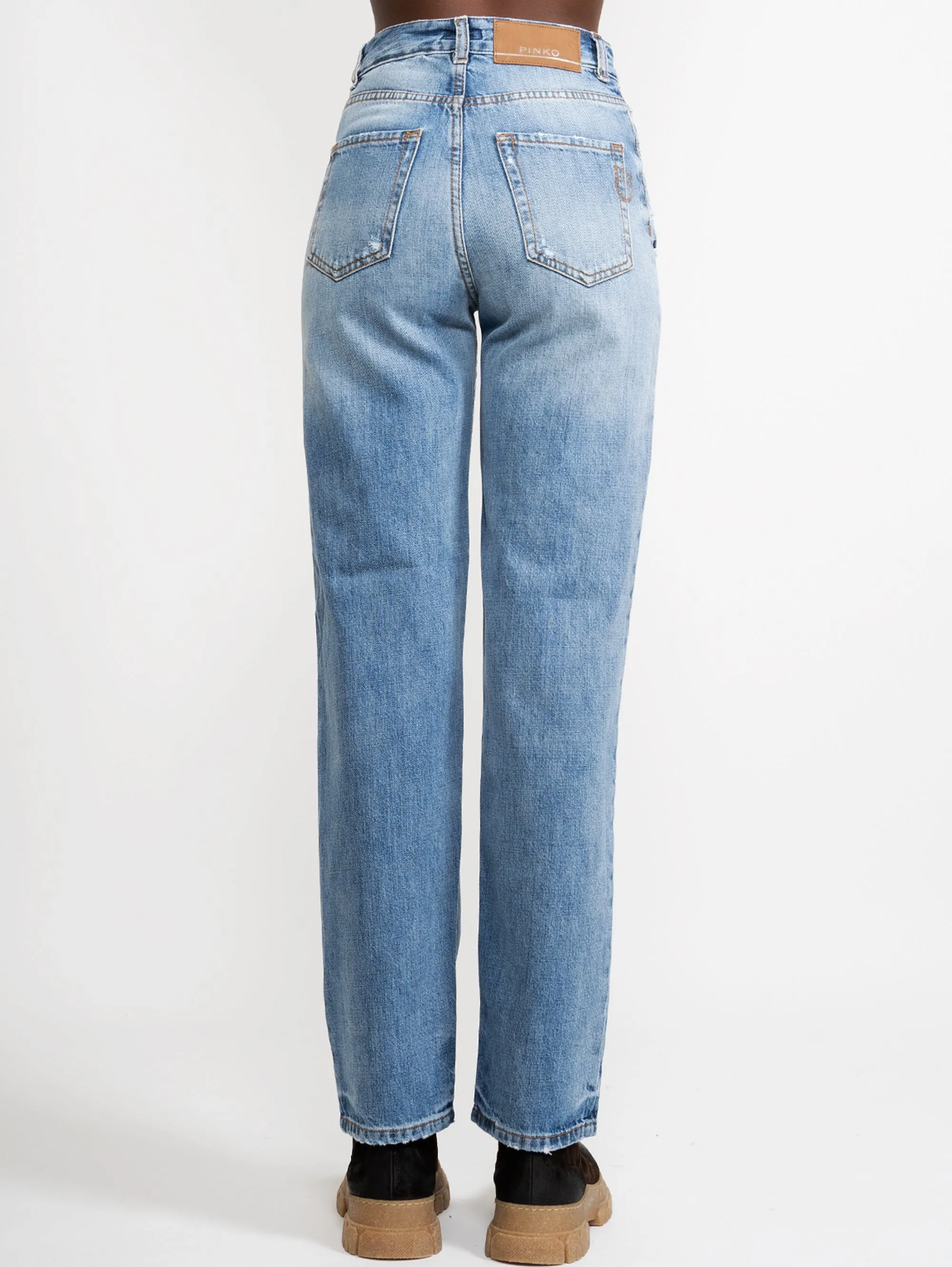 Jeans Boyfriend con Strappi Blu