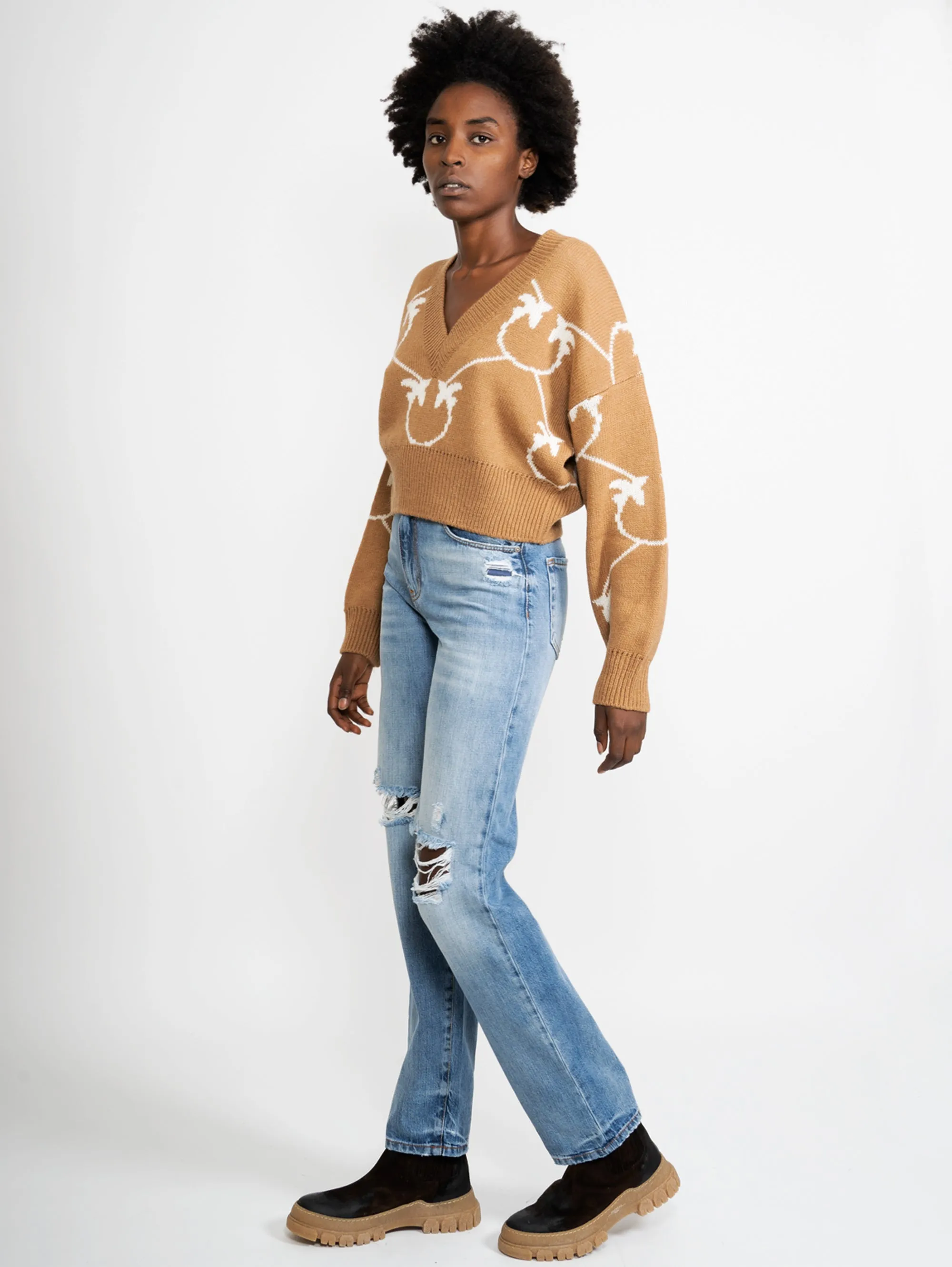 Jeans Boyfriend con Strappi Blu