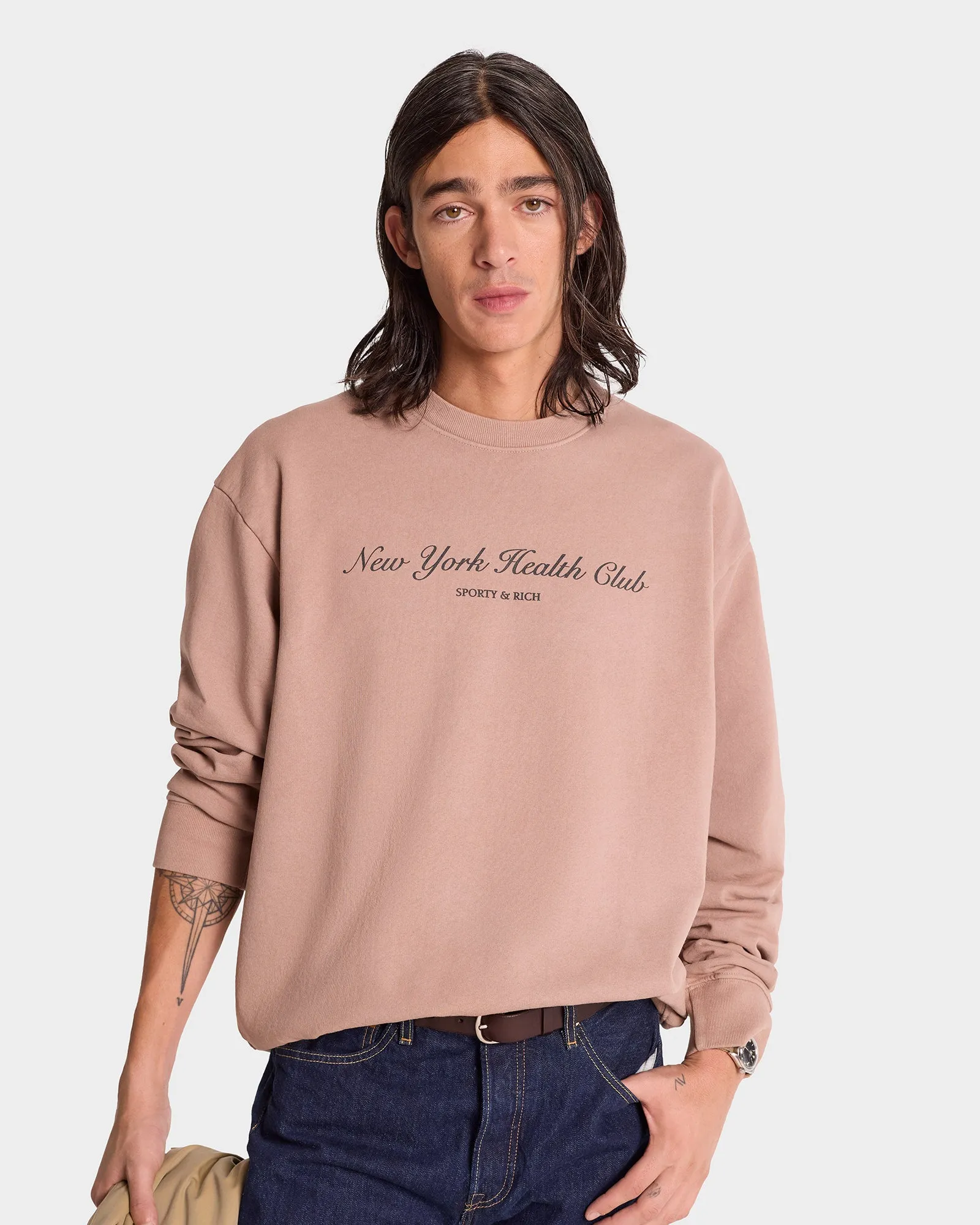 NY Health Club Crewneck - Mink/Faded Black