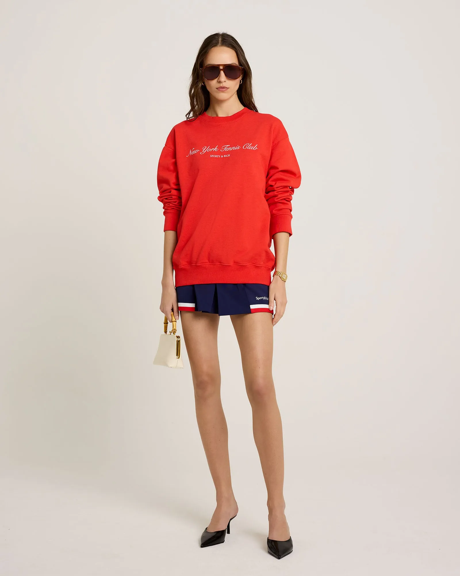 NY Tennis Club Crewneck - Bright Red/White