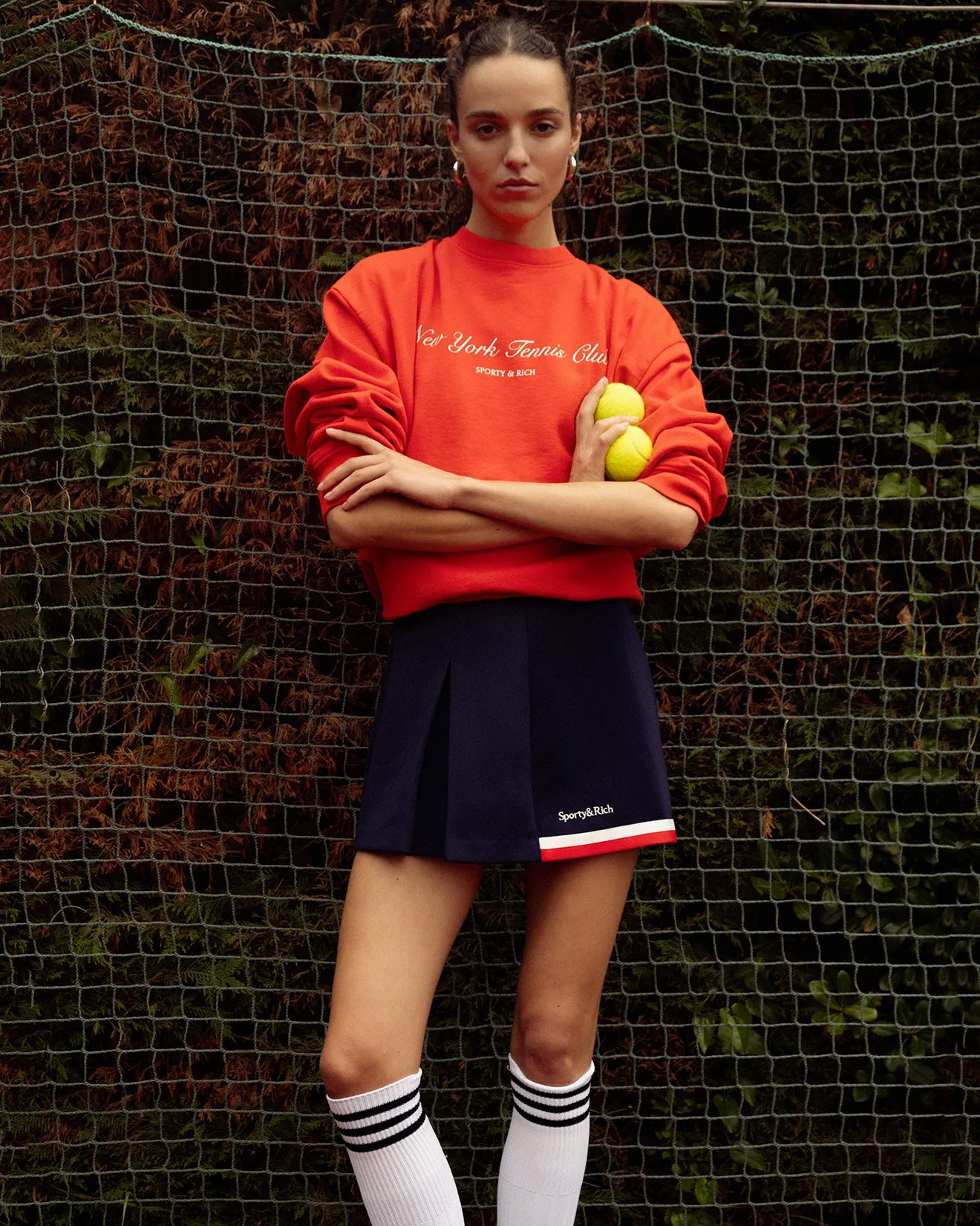 NY Tennis Club Crewneck - Bright Red/White
