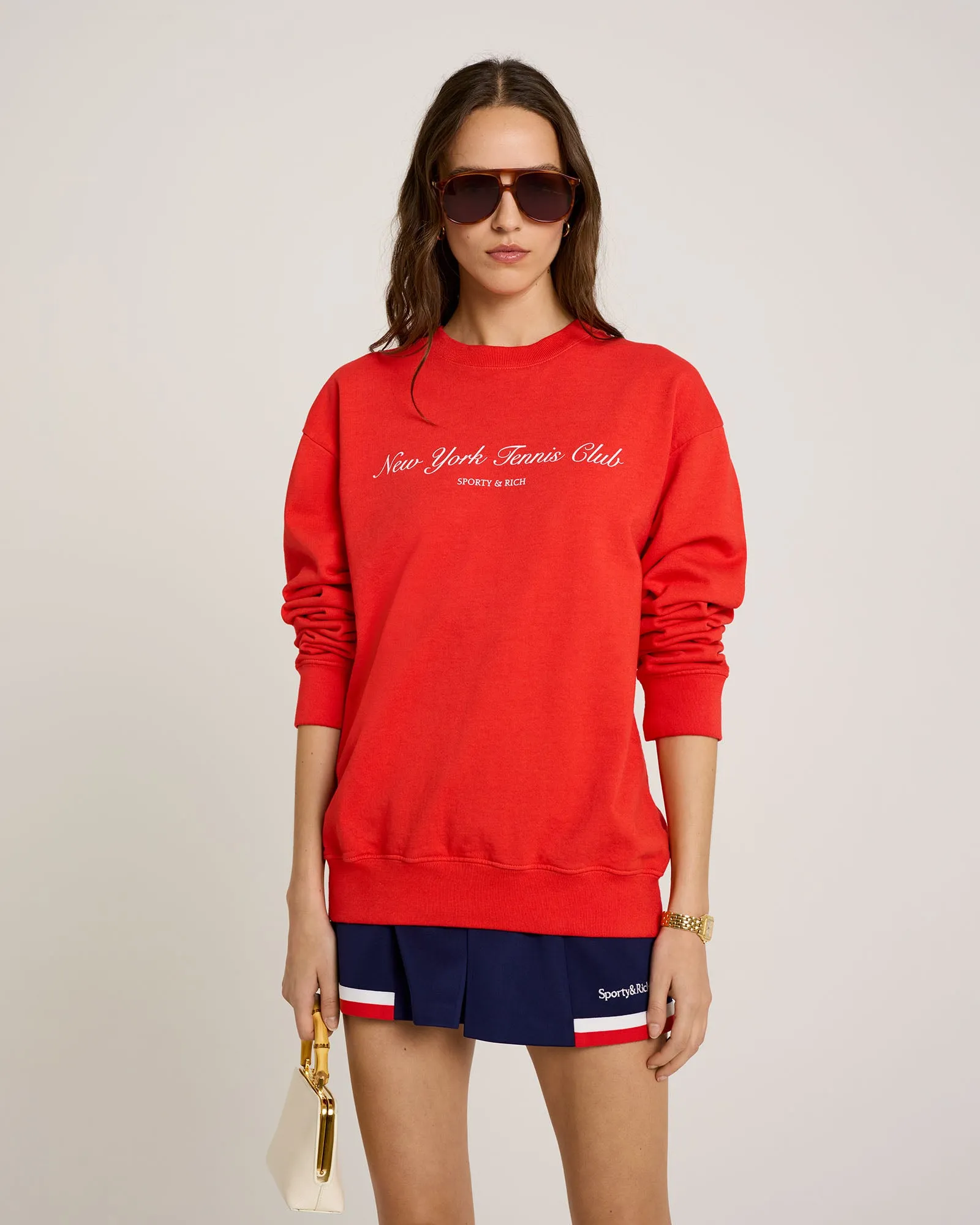 NY Tennis Club Crewneck - Bright Red/White