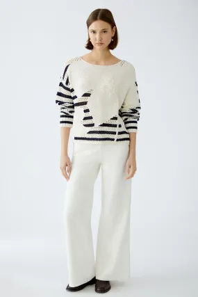 OUI White High Rise Wide Leg Jeans
