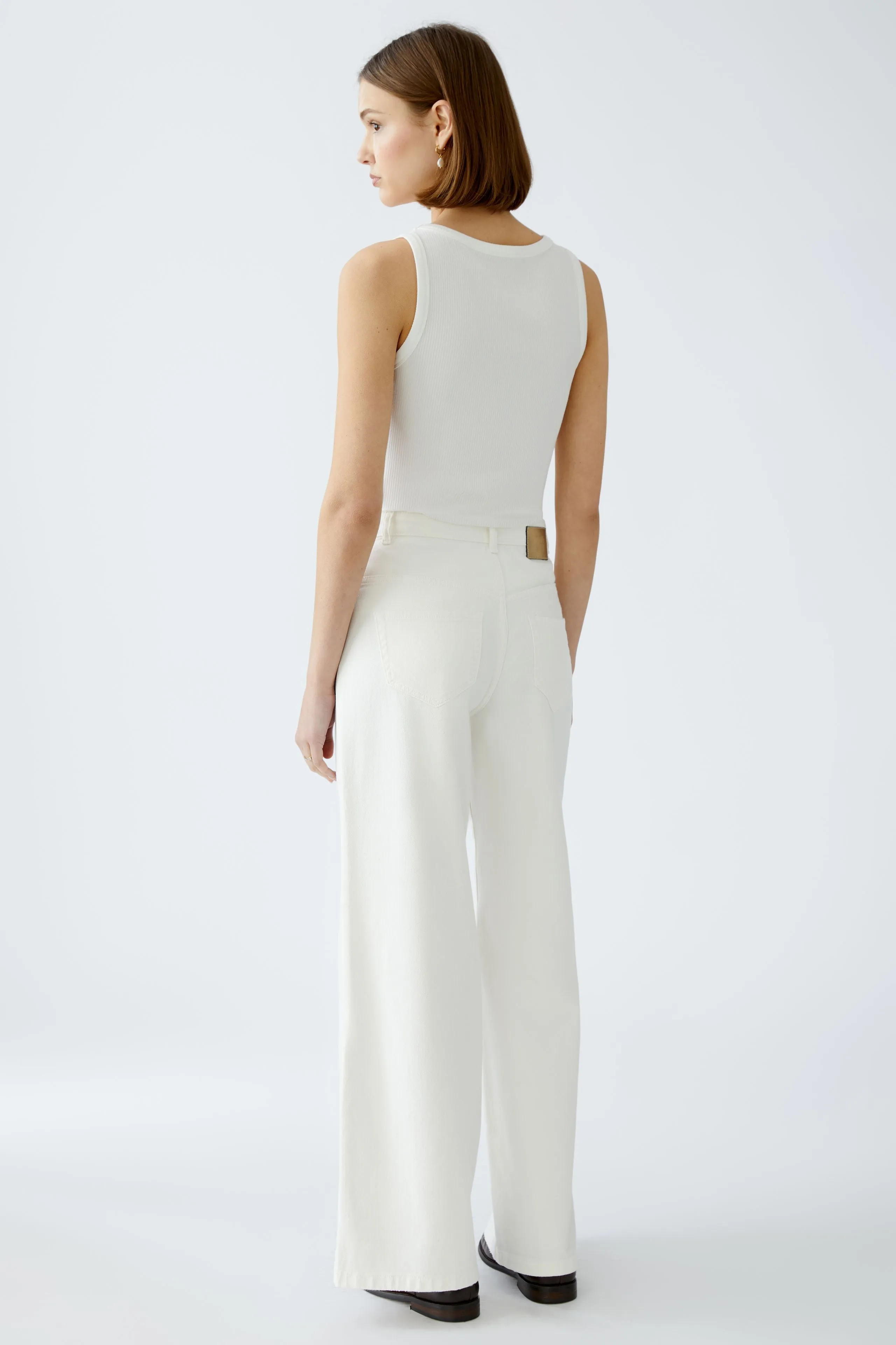 OUI White High Rise Wide Leg Jeans