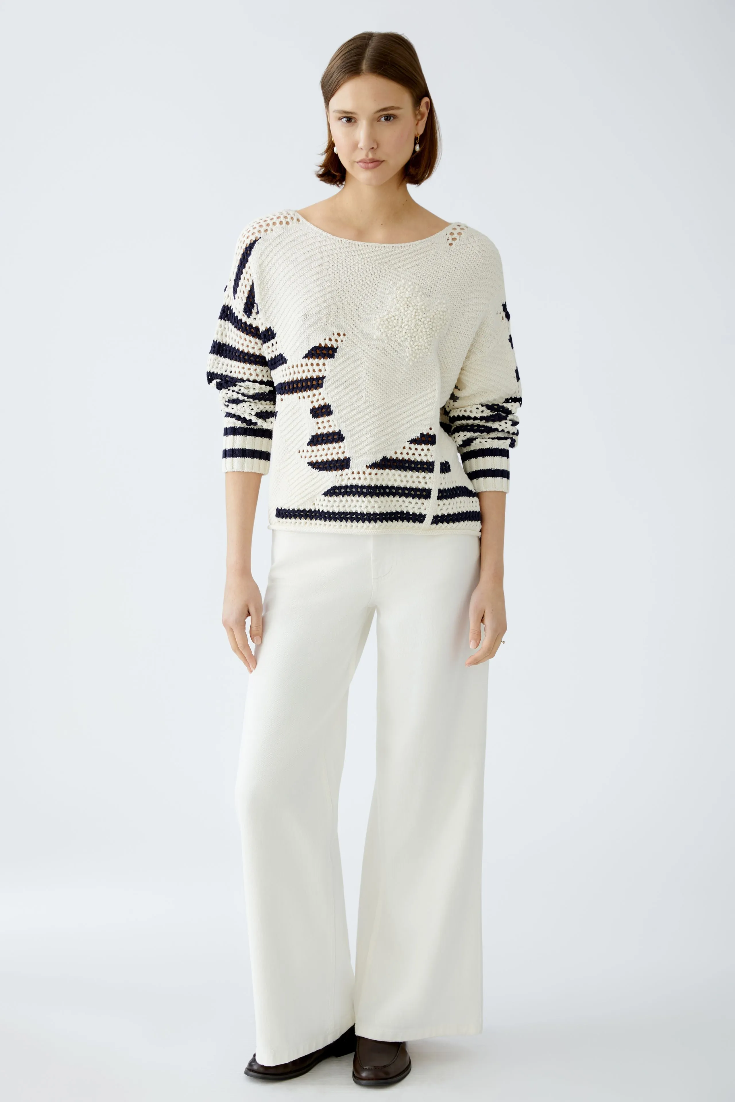 OUI White High Rise Wide Leg Jeans