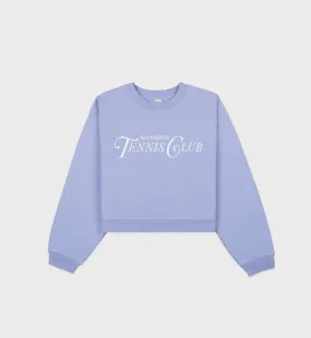 Rizzoli Tennis Cropped Crewneck - Washed Hydrangea/White