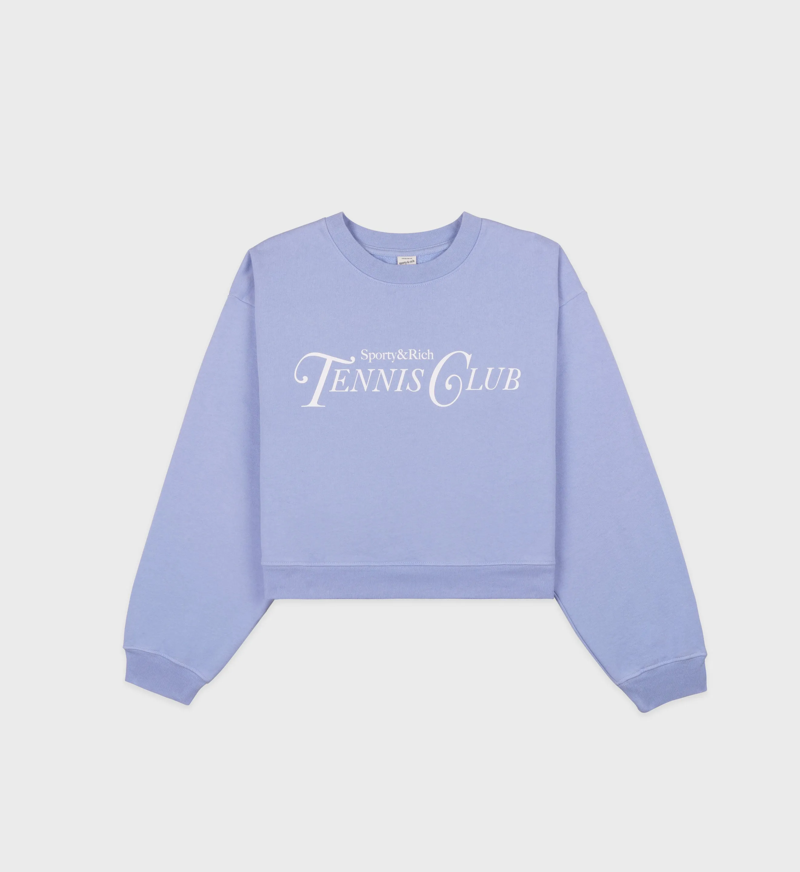 Rizzoli Tennis Cropped Crewneck - Washed Hydrangea/White