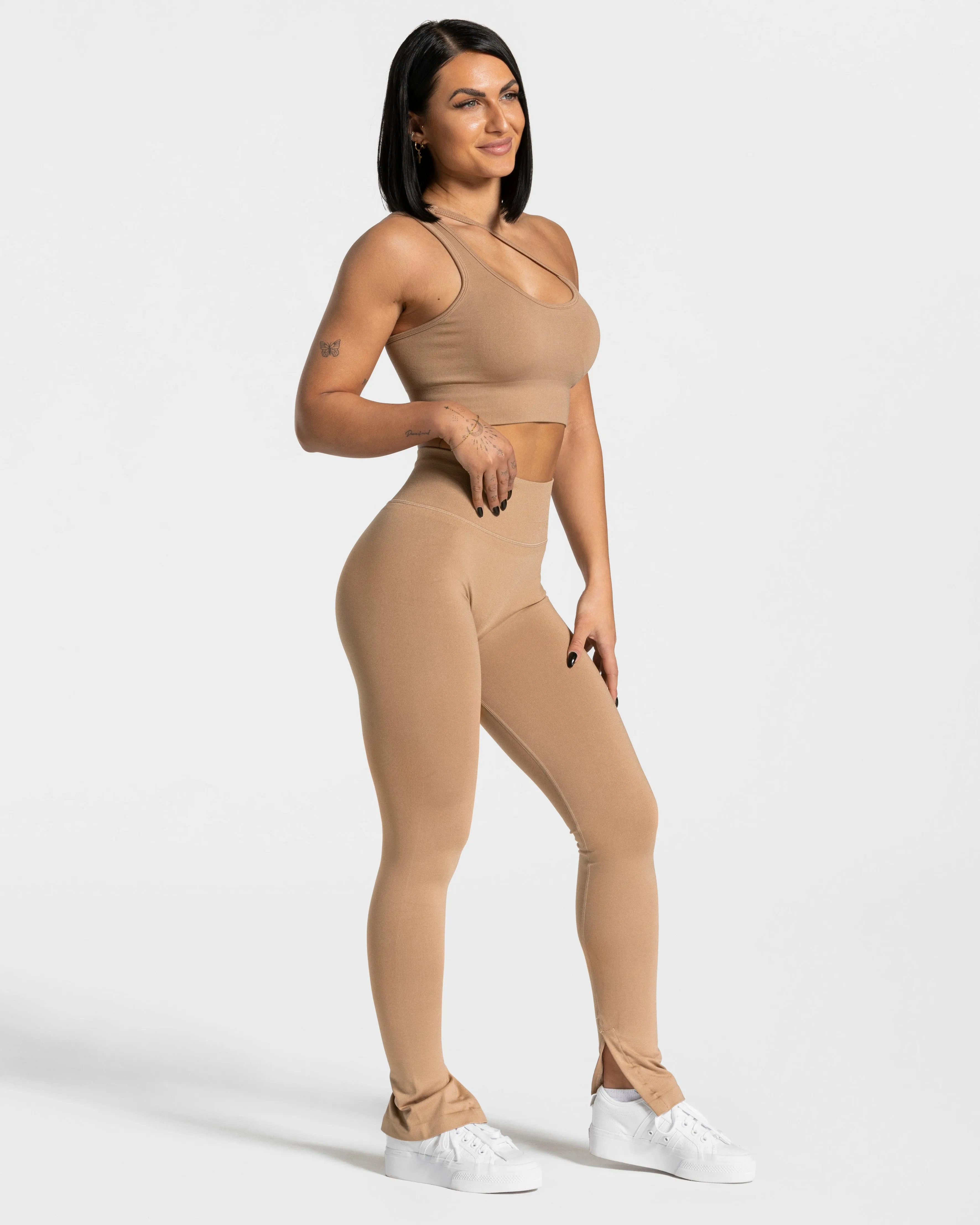 Sassy Slit Leggings "Beige"