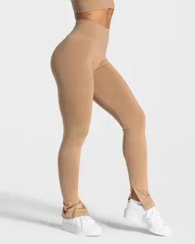Sassy Slit Leggings "Beige"