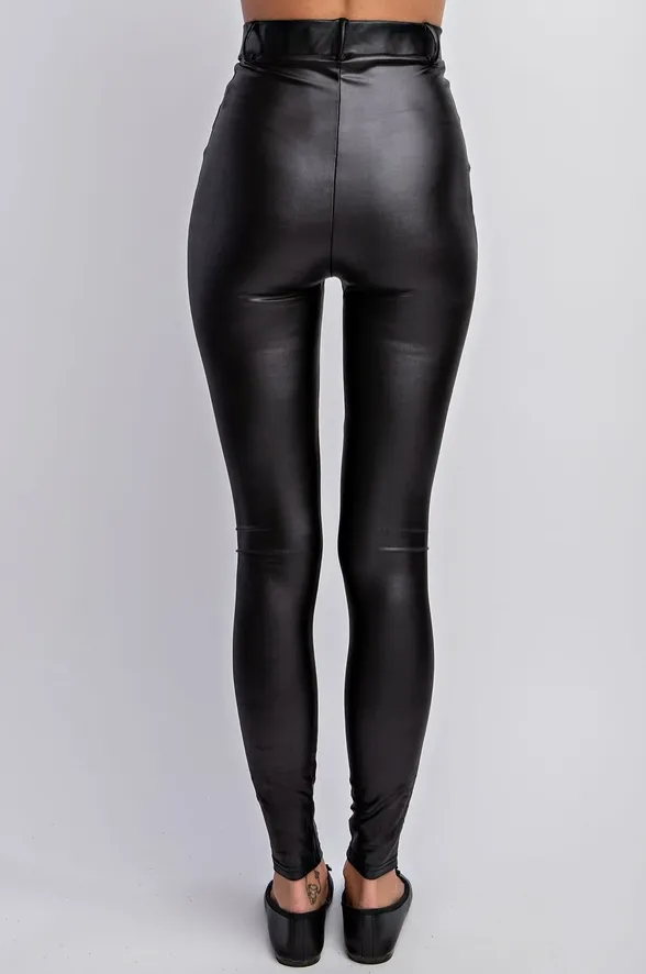 Scarlett Solid Stretch Faux Leather Pant Legging