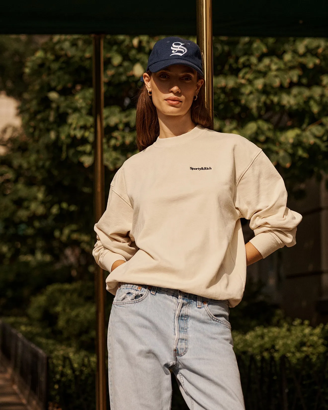 Serif Logo Crewneck - Cream
